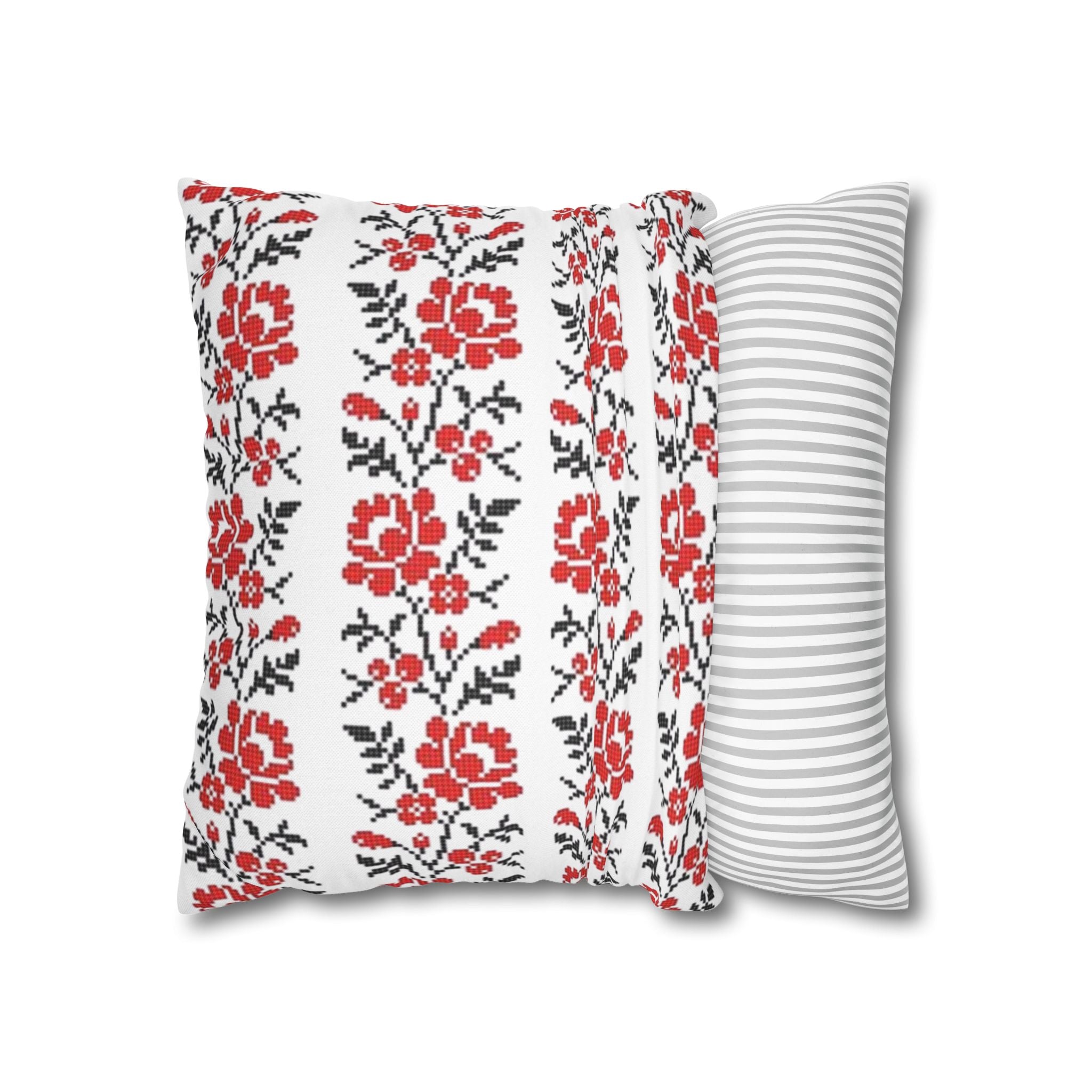 BLUESKYDEZIGN Ukrainian Red Black Folk Art Pillow Cover - Heritage Decor
