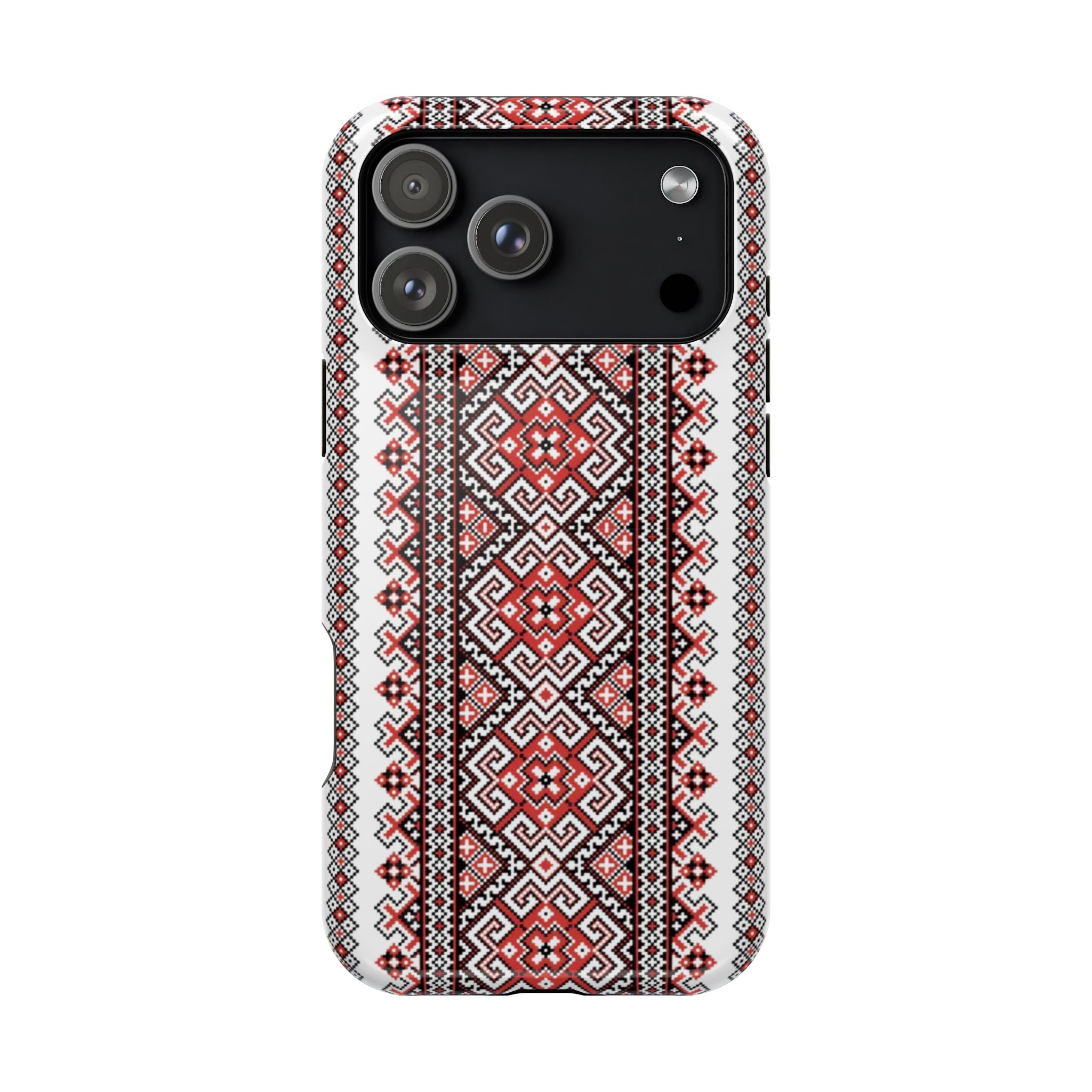 Traditional Ukrainian Red-Black Pattern Phone Case | Magnetic Impact-Resistant Case