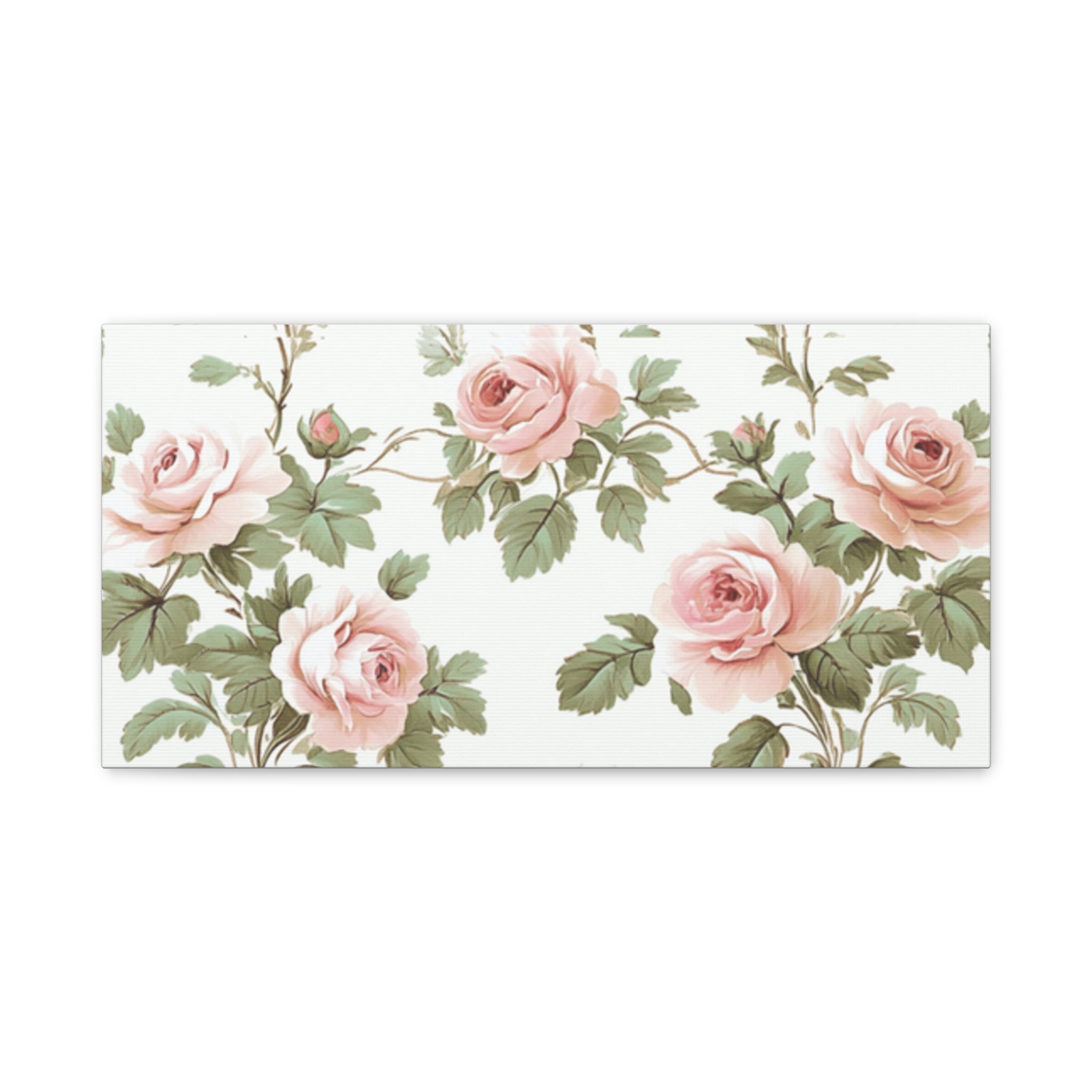 Vintage Pink Rose Matte Canvas Wall Art, Botanical Floral Print, Romantic Cottagecore Home Decor, Stretched 1.25" Canvas