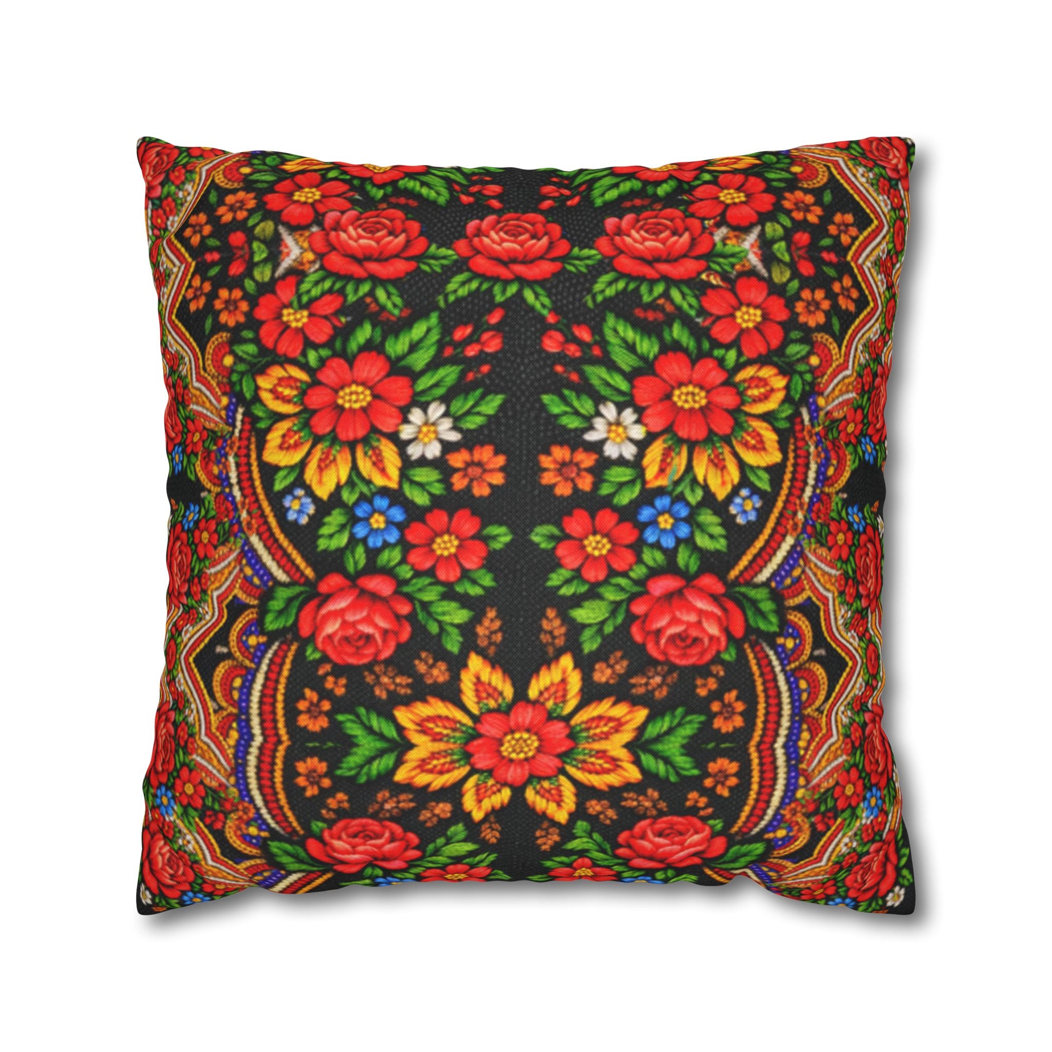 Mother's Bloom Pillowcase | Ukrainian Folk Art Floral Pillow Cover | Boho Slavic Decor