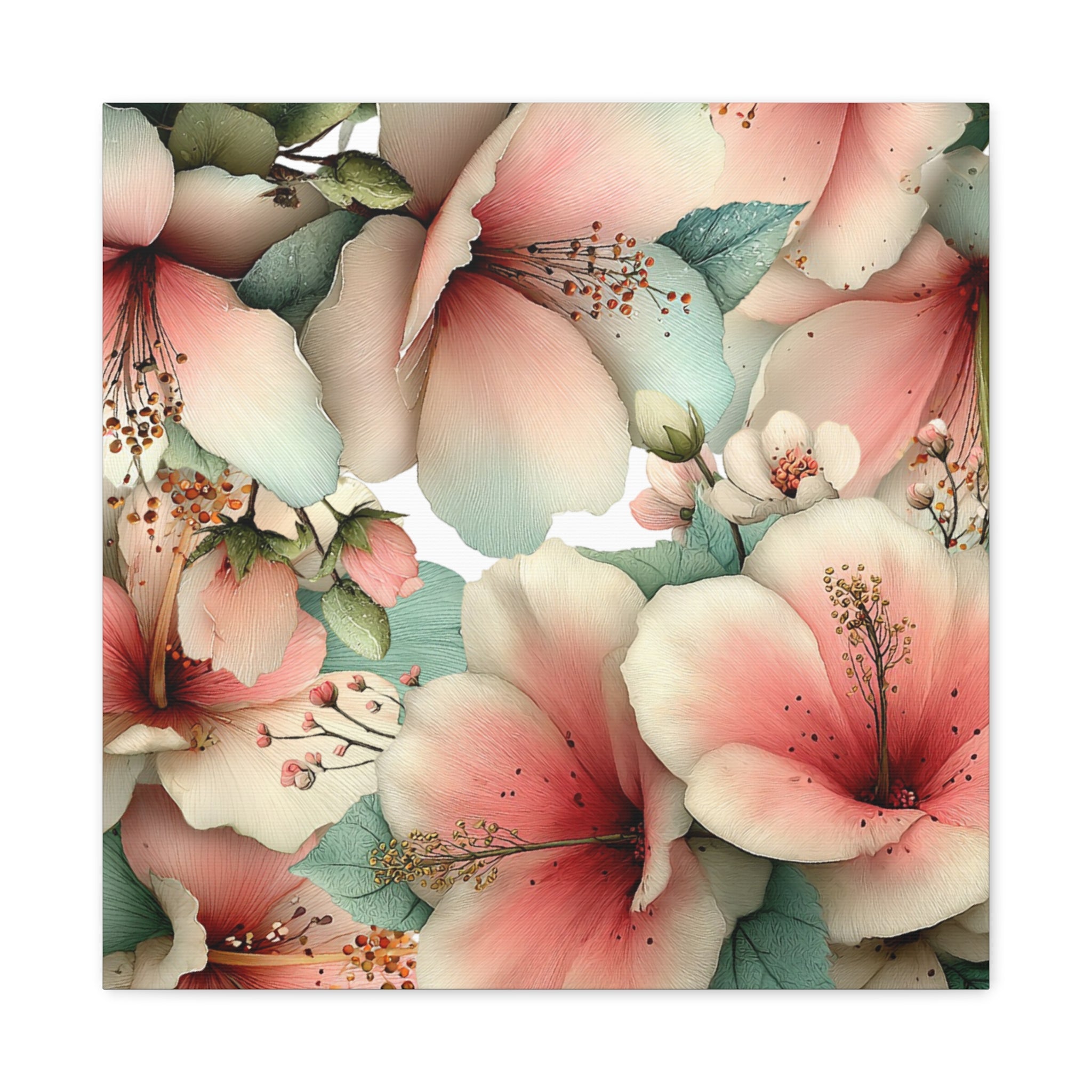 Pastel Floral Matte Canvas Wall Art, Soft Botanical Print, Modern Home Decor, Watercolor Flower Artwork, Stretched 1.25" Canvas