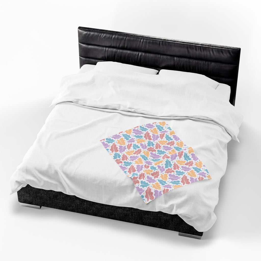 Pastel Leaf Plush Blanket