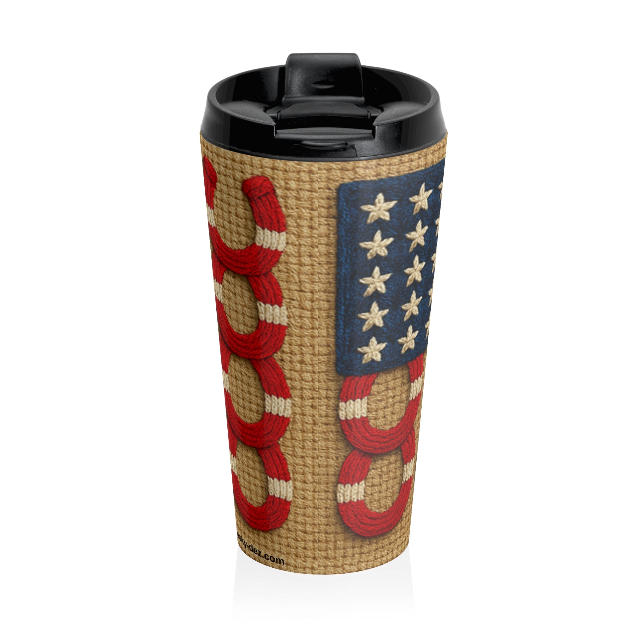 Rooted Knot Travel Mug | Patriotic Americana Stainless Steel Tumbler | 15oz Insulated