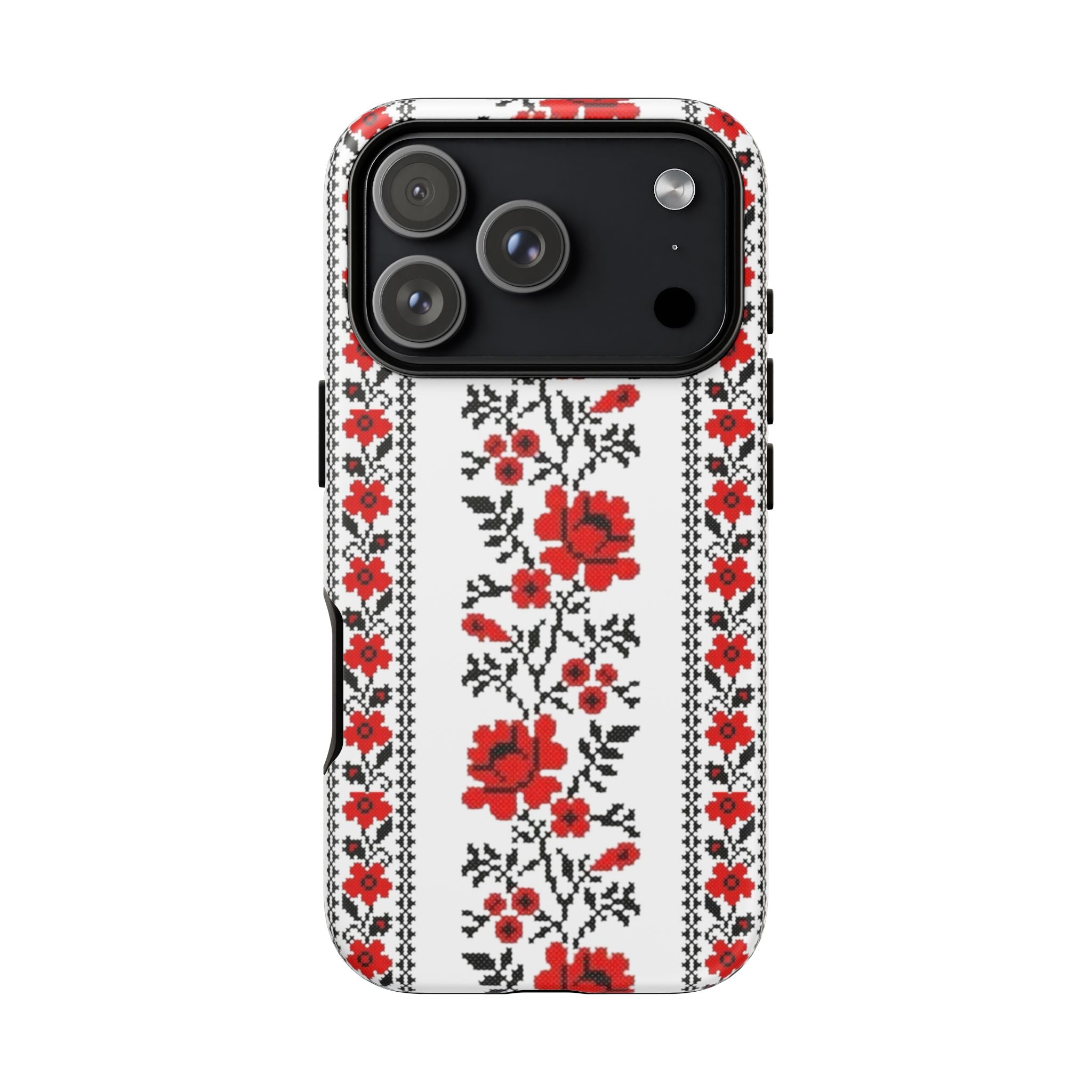 Ukrainian Embroidery iPhone Case  Red Black Traditional Pattern Protective Phone Cover