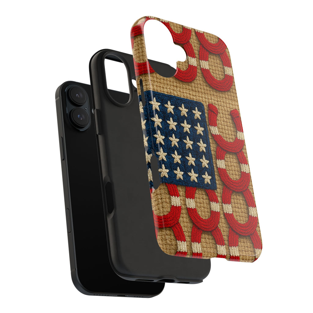 BLUESKYDEZIGN | Rooted Knot Phone Case | American Flag Horseshoe Patriotic iPhone Cover | Western Americana Gift
