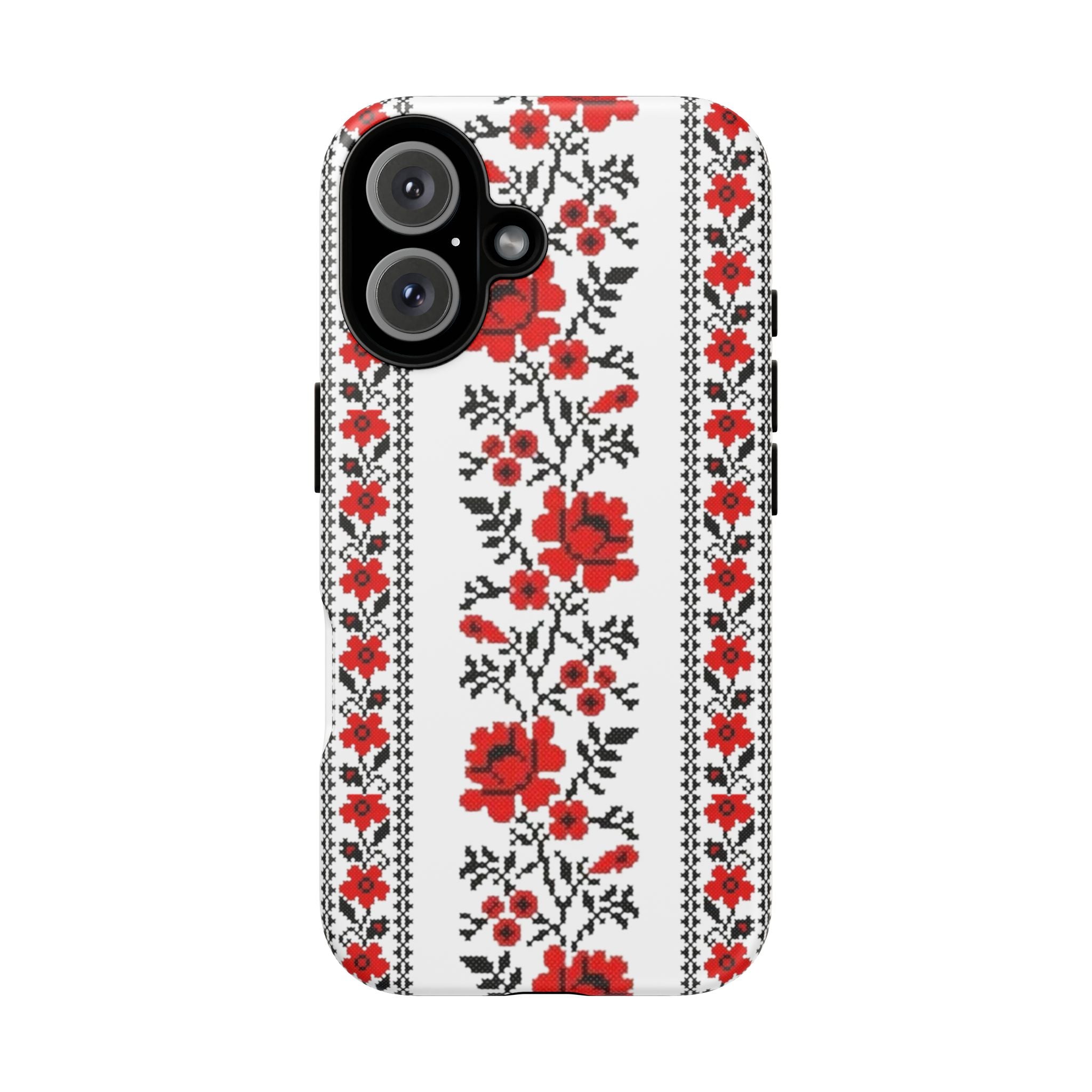 Ukrainian Embroidery iPhone Case  Red Black Traditional Pattern Protective Phone Cover