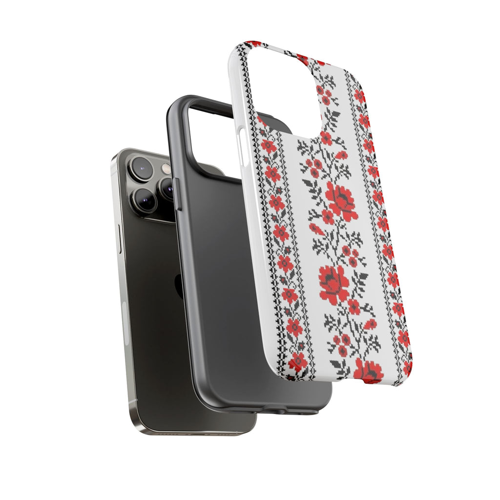 Ukrainian Embroidery iPhone Case  Red Black Traditional Pattern Protective Phone Cover