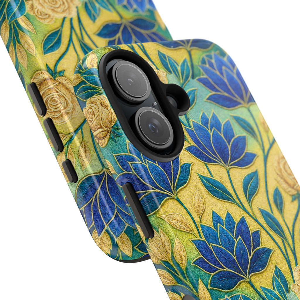Blue Lotus Phone Case, Yellow Floral iPhone Cover, Tough Flower Phone Case, Ukrainian Bloom Phone Shell, Botanical Protective Case, Samsung Galaxy Flower Case