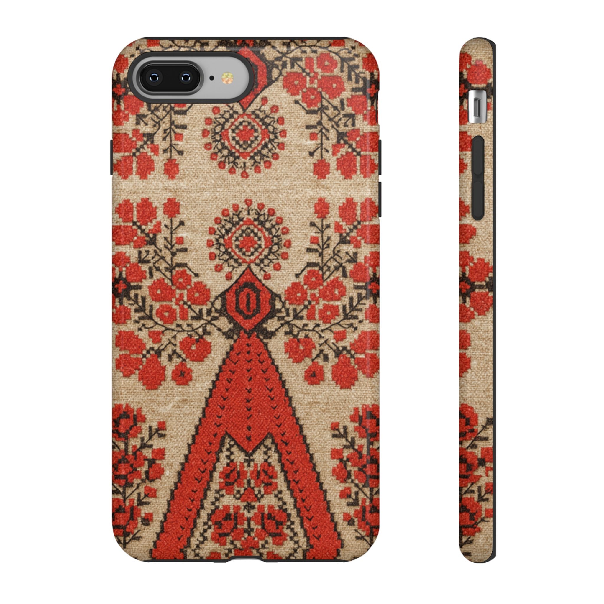 Ukrainian Embroidery Phone Case • Red Black Folk Pattern • Protective Cover with Traditional Berehynia Floral Motifs