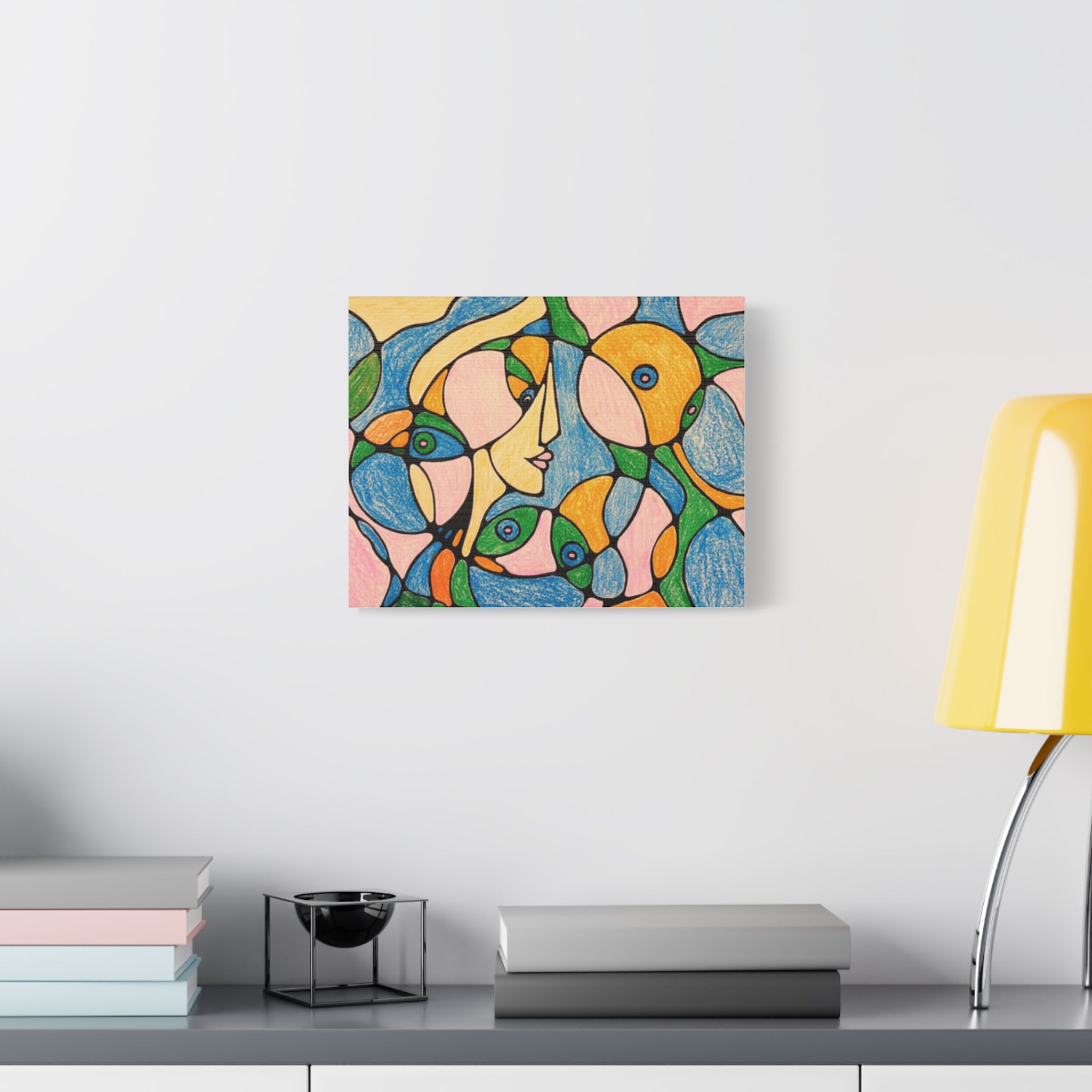 Abstract Colorful Faces Canvas Art, Vibrant Modern Wall Decor, Surreal Cubist Style Matte Print, Stretched 1.25" Ready to Hang