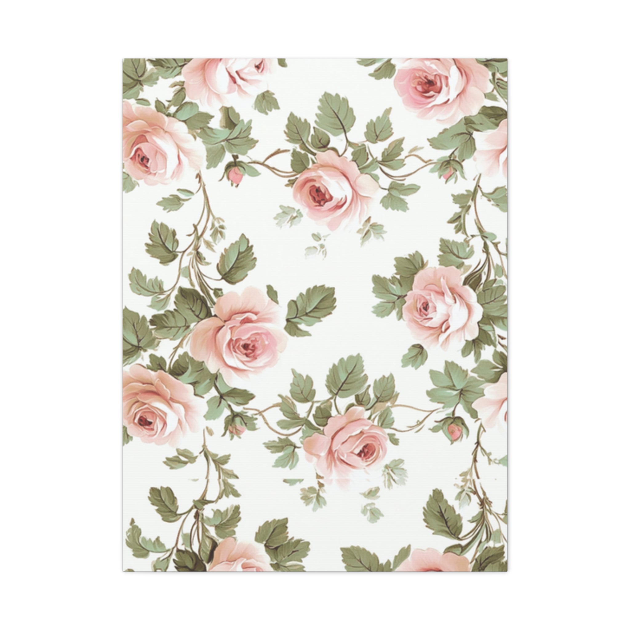 Vintage Pink Rose Matte Canvas Wall Art, Botanical Floral Print, Romantic Cottagecore Home Decor, Stretched 1.25" Canvas