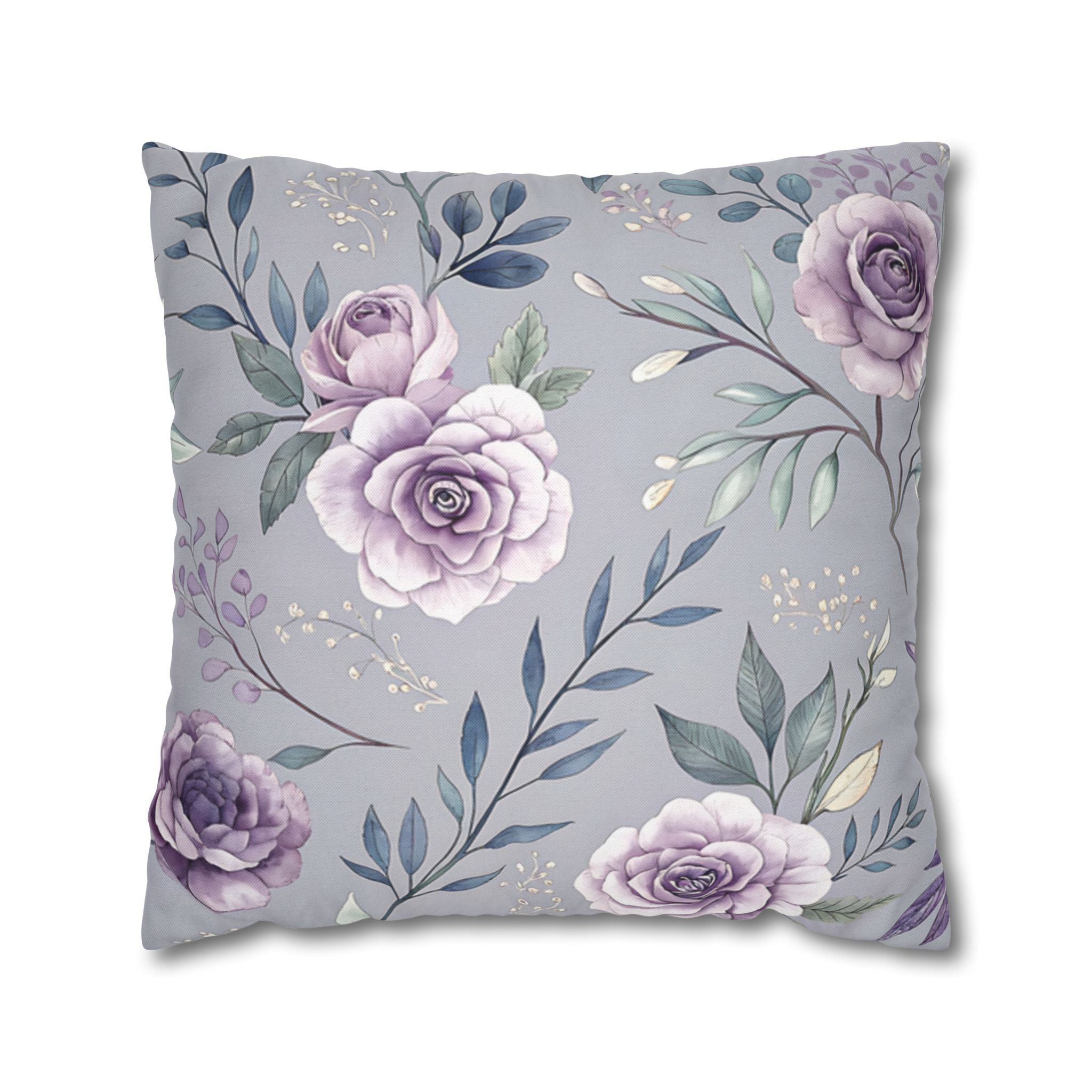 BLUESKYDEZIGN Purple Rose Floral Pillow Cover - Elegant Cottage Core Decor