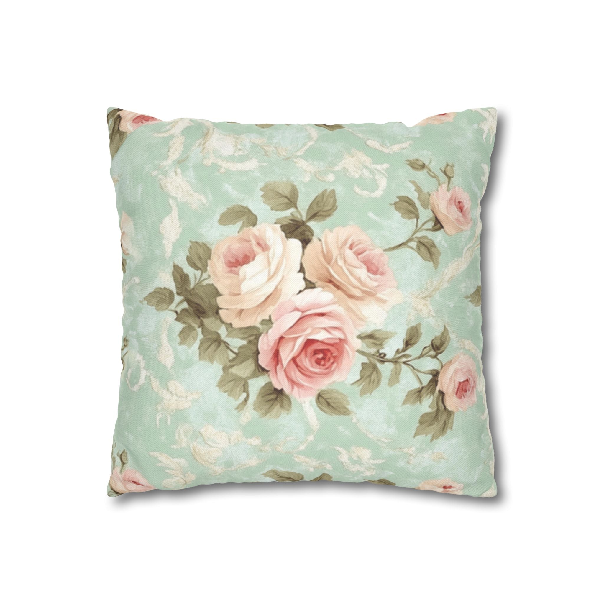 Vintage Pink Rose Pattern Pillowcase | Floral Throw Pillowcase
