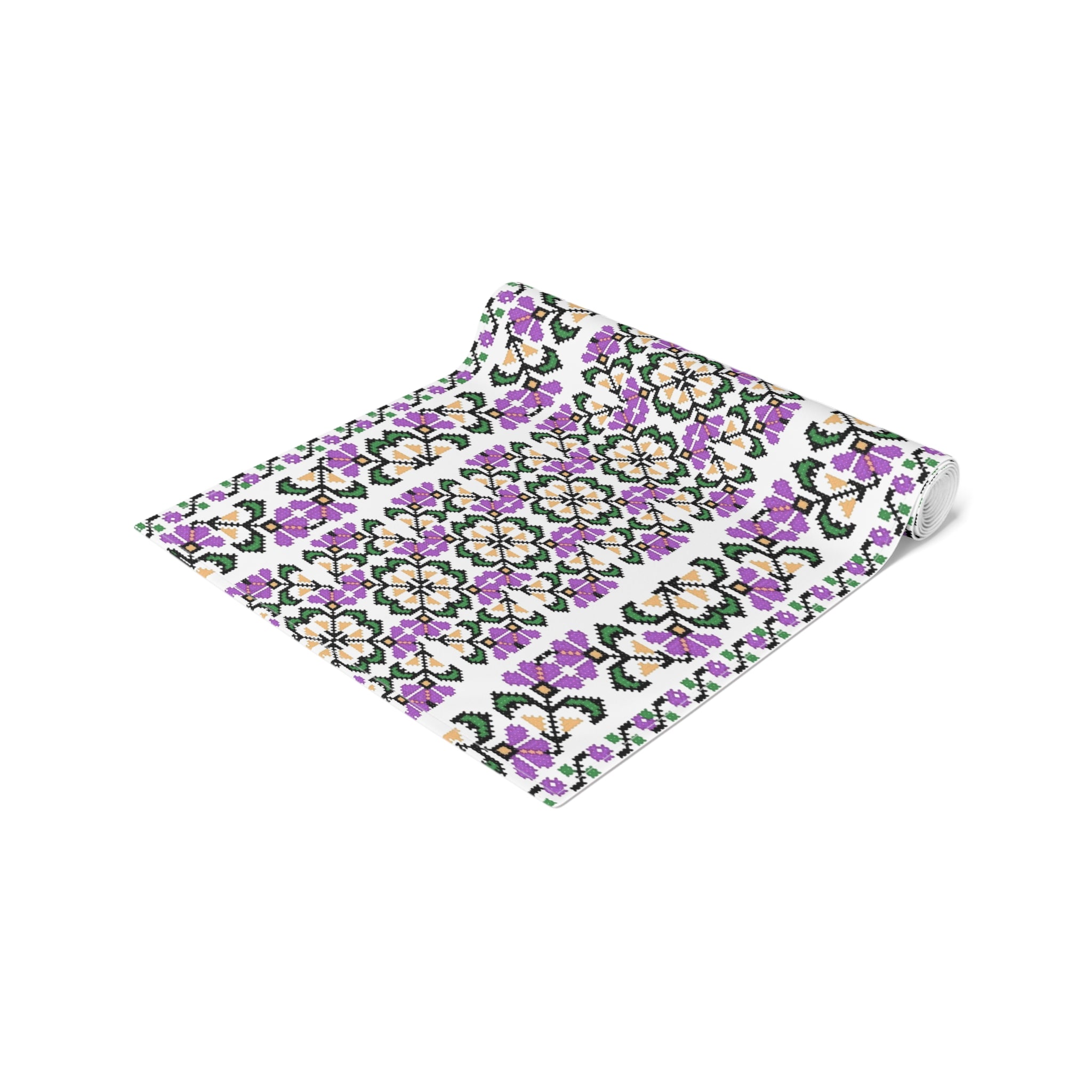 Blooming Hope Table Runner – Ukrainian Floral Mosaic, Cotton or Polyester