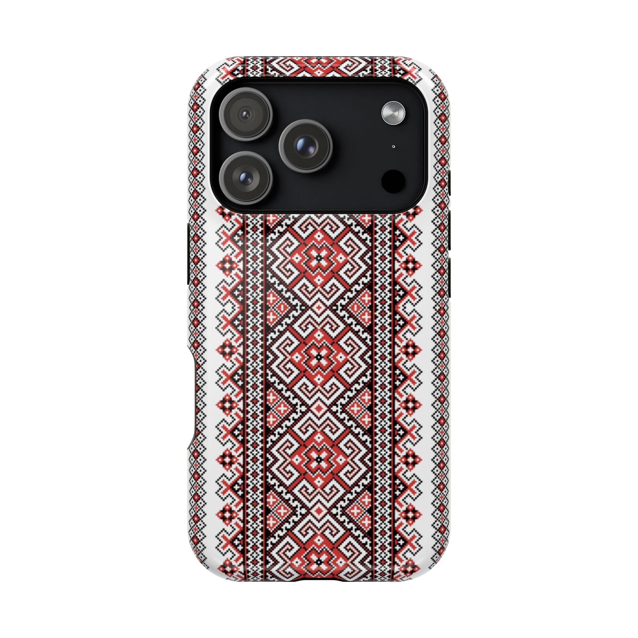 Traditional Ukrainian Red-Black Pattern Phone Case | Magnetic Impact-Resistant Case