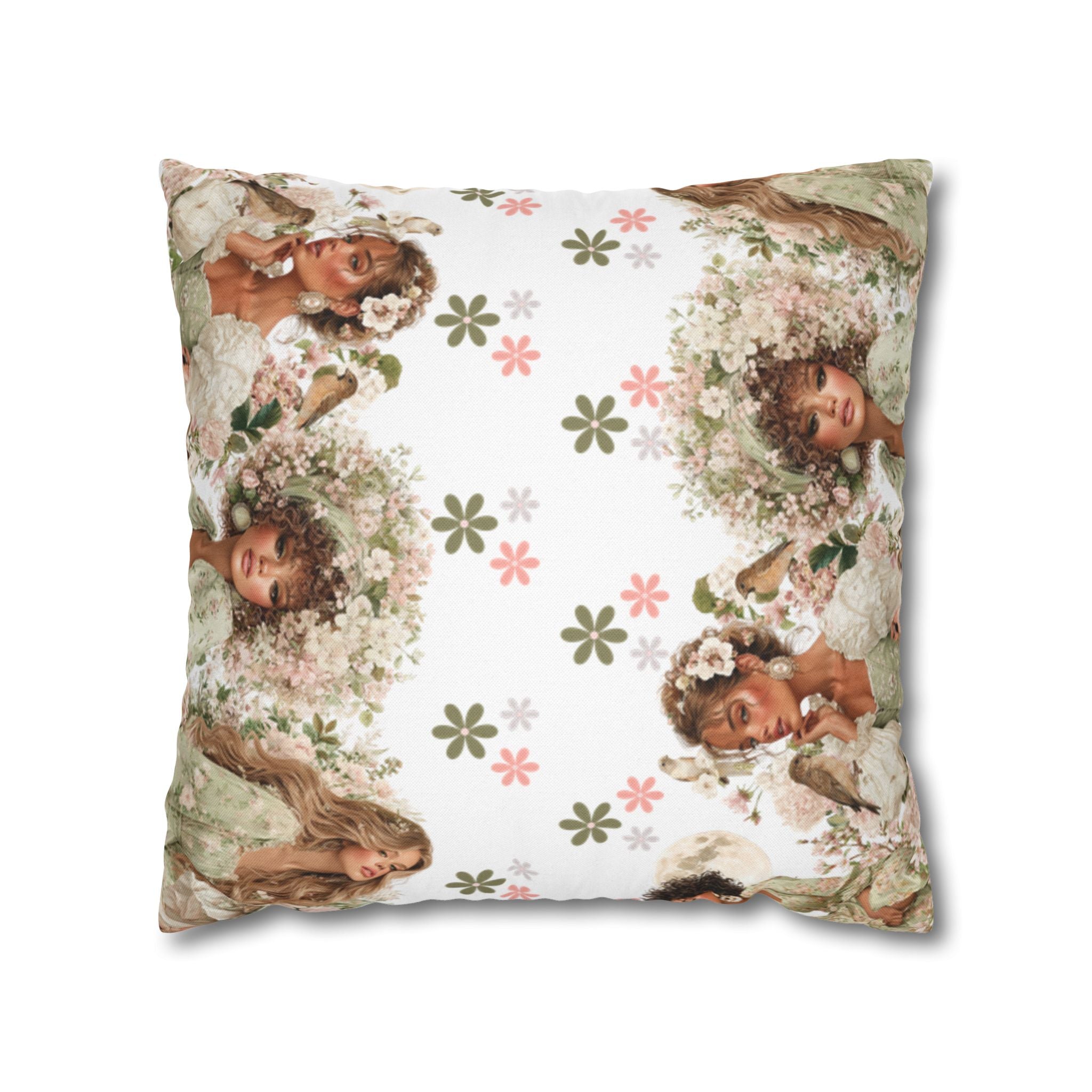 Afrocentric Floral Pillowcase 1piece, Artistic Women Illustration Cushion Covers, 4 Sizes, Modern Boho Throw Pillow Case, Art Decor