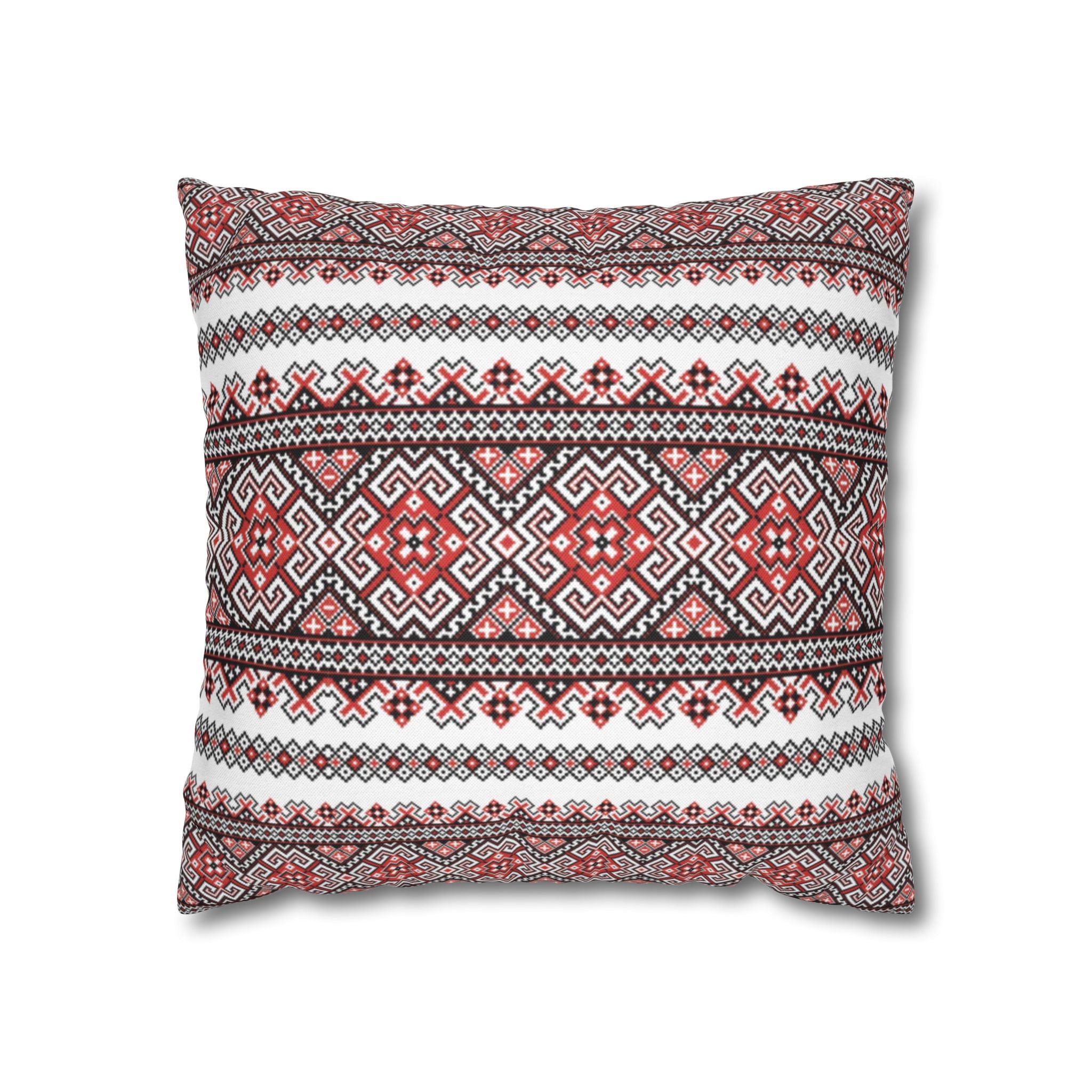 Ukrainian Traditional Red-Black Pattern Pillowcase, Pillow Cover, Gift for parents, Living Room Decor bedroom, housewarming, cottagecore