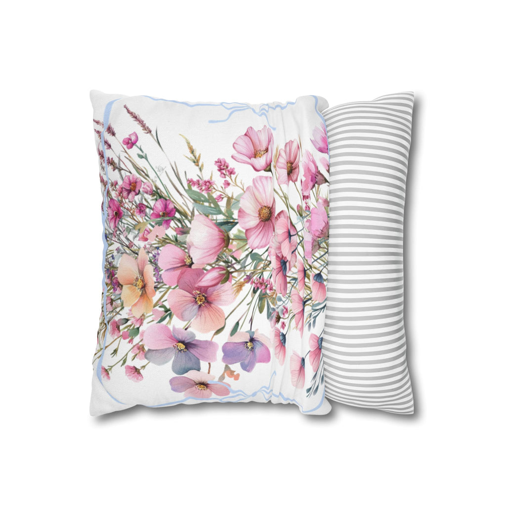 BLUESKYDEZIGN Spring Pink Purple Blossom Pillow Cover - Botanical Decor