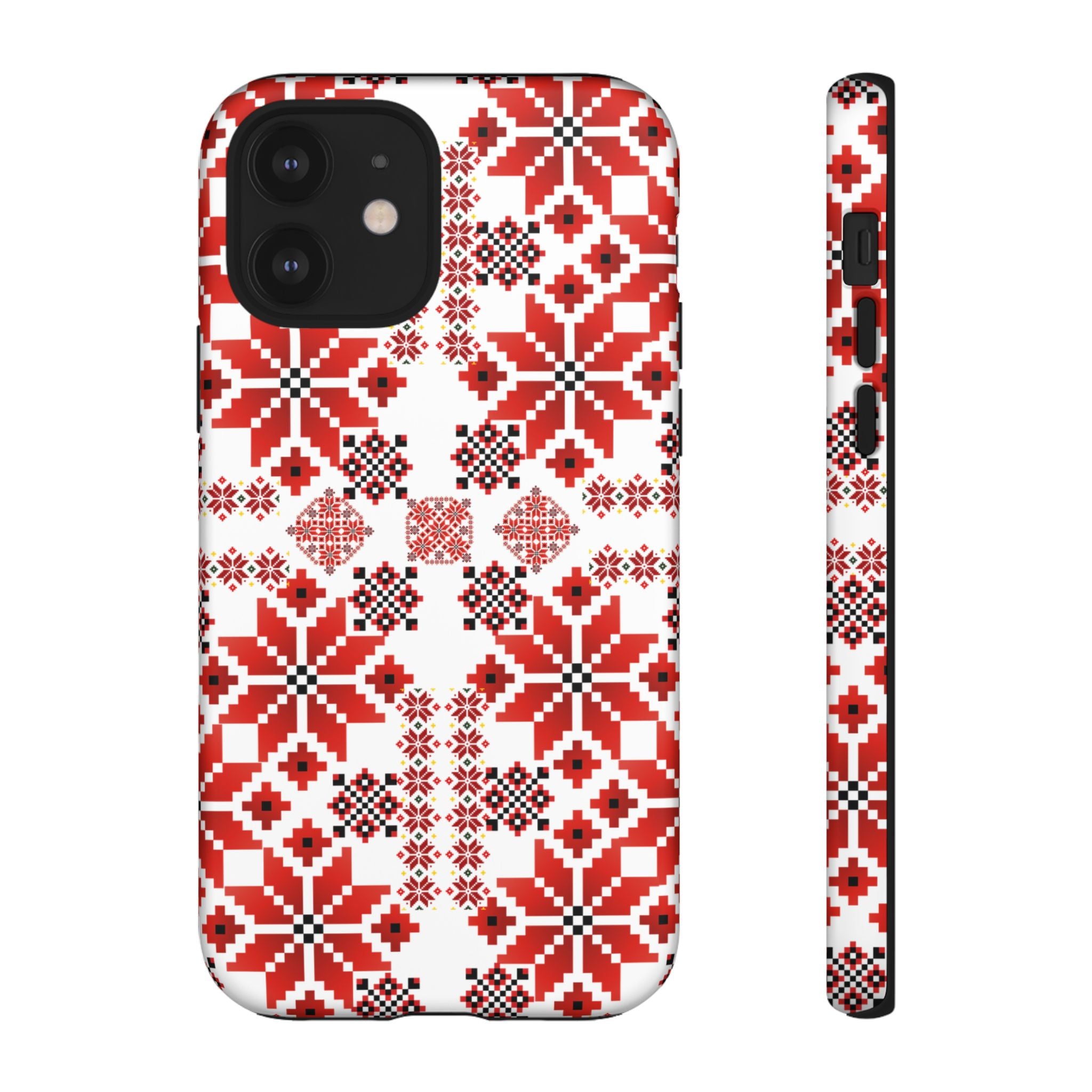 Ukrainian Embroidery Phone Case • Red Black Folk Pattern • Protective Slavic Geometric Cover for iPhone & Samsung