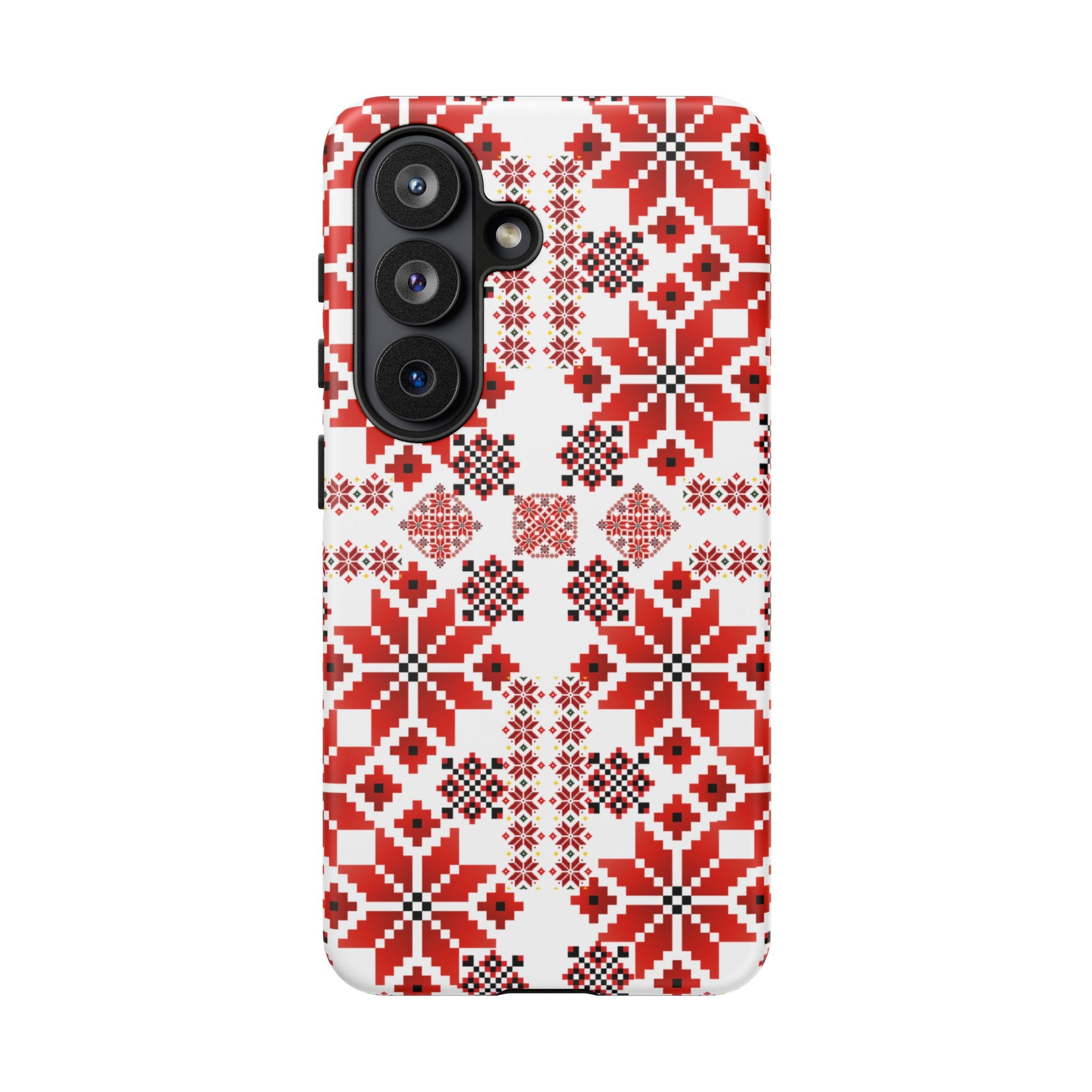 Ukrainian Embroidery Phone Case • Red Black Folk Pattern • Protective Slavic Geometric Cover for iPhone & Samsung