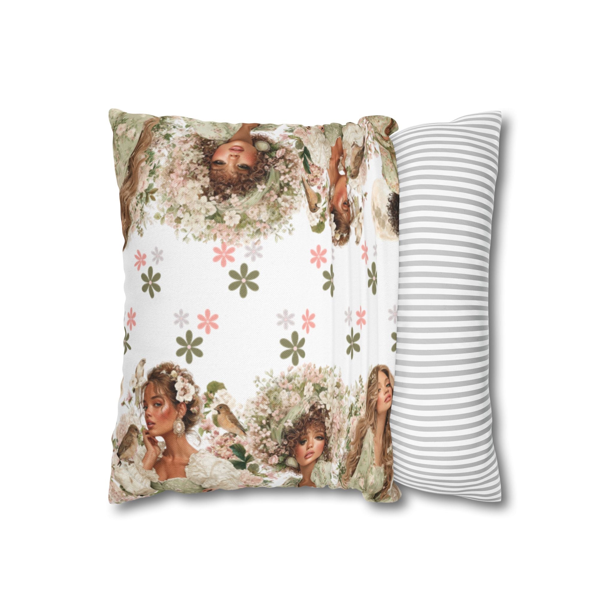 Afrocentric Floral Pillowcase 1piece, Artistic Women Illustration Cushion Covers, 4 Sizes, Modern Boho Throw Pillow Case, Art Decor