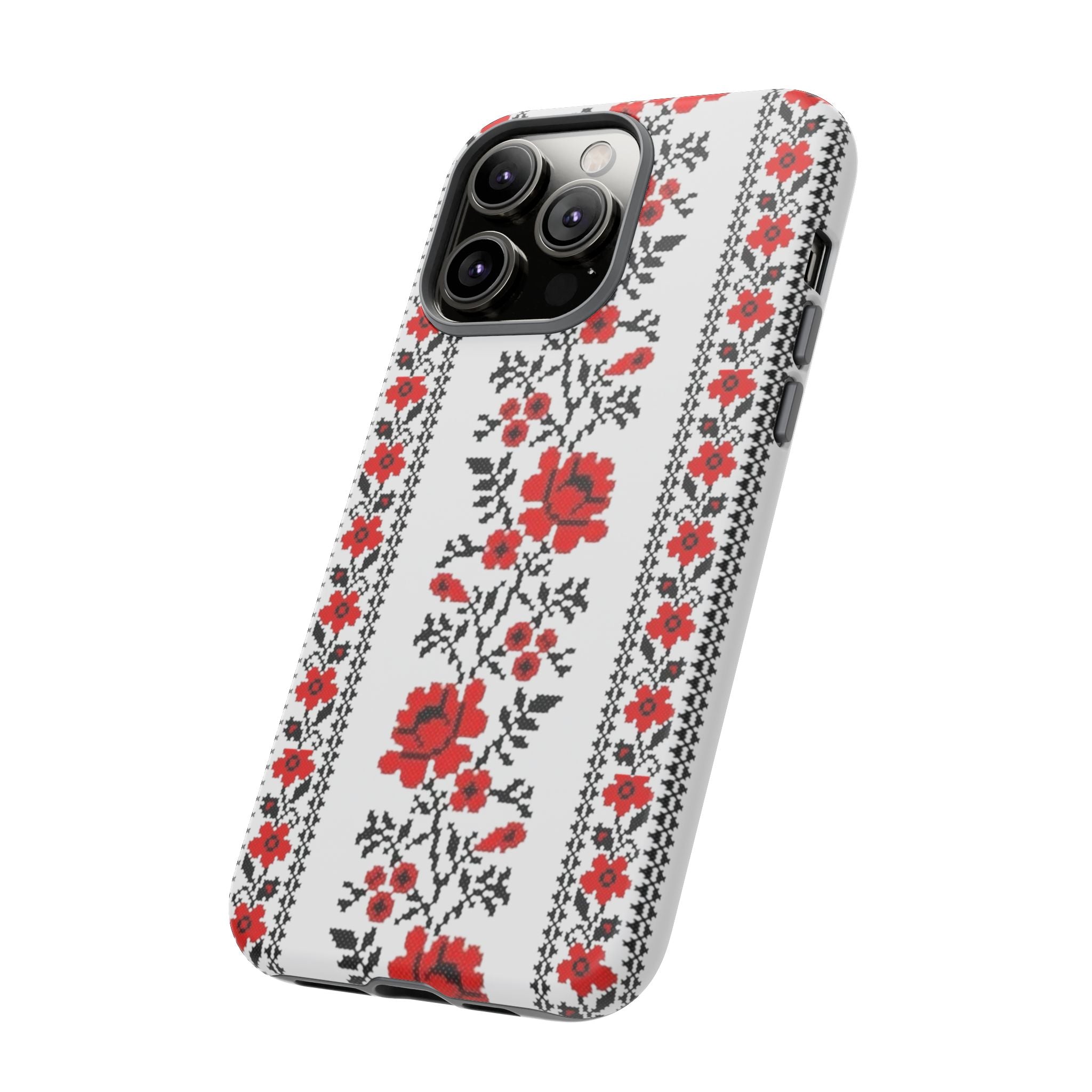 Ukrainian Embroidery iPhone Case  Red Black Traditional Pattern Protective Phone Cover