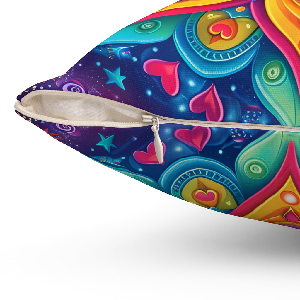 BLUESKYDEZIGN Rainbow Floral Mandala Pillow - Colorful Boho Meditation Decor