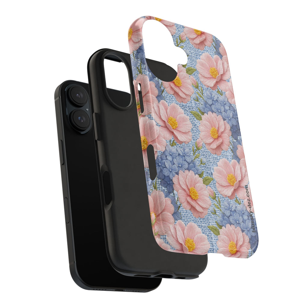 BLUESKYDEZIGN | Blush Peony Phone Case | Soft Provence Watercolor Floral iPhone Cover | Cottagecore Gift for Her