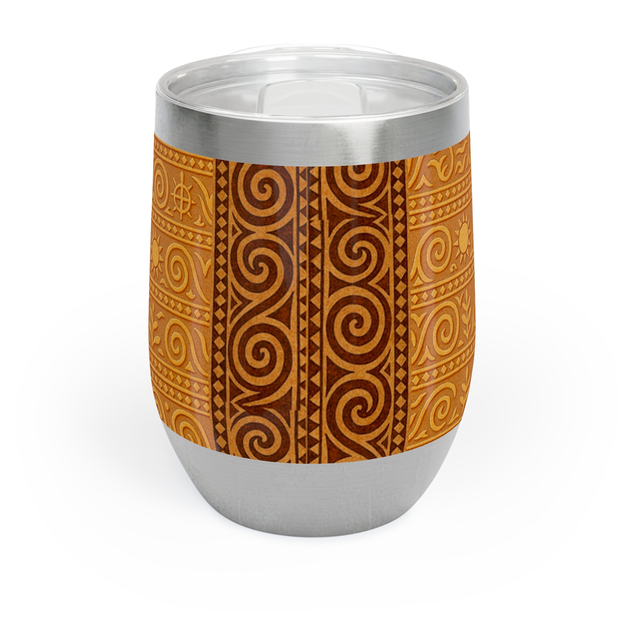 Trypillian Code Insulated Wine Tumbler | Ancient Symbol Terracotta Heritage 12oz