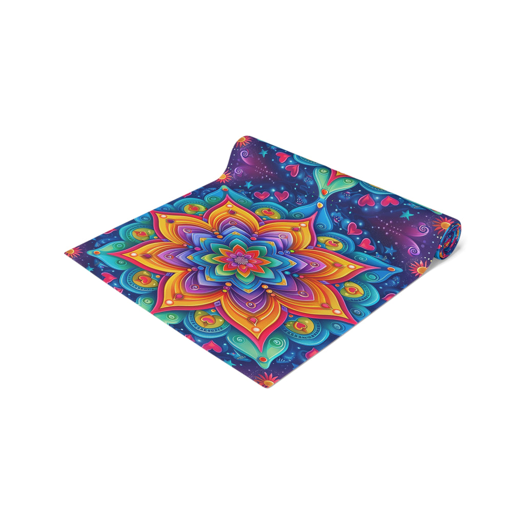 BLUESKYDEZIGN Colorful Mandala Polyester Table Runner - Bohemian Meditation Decor