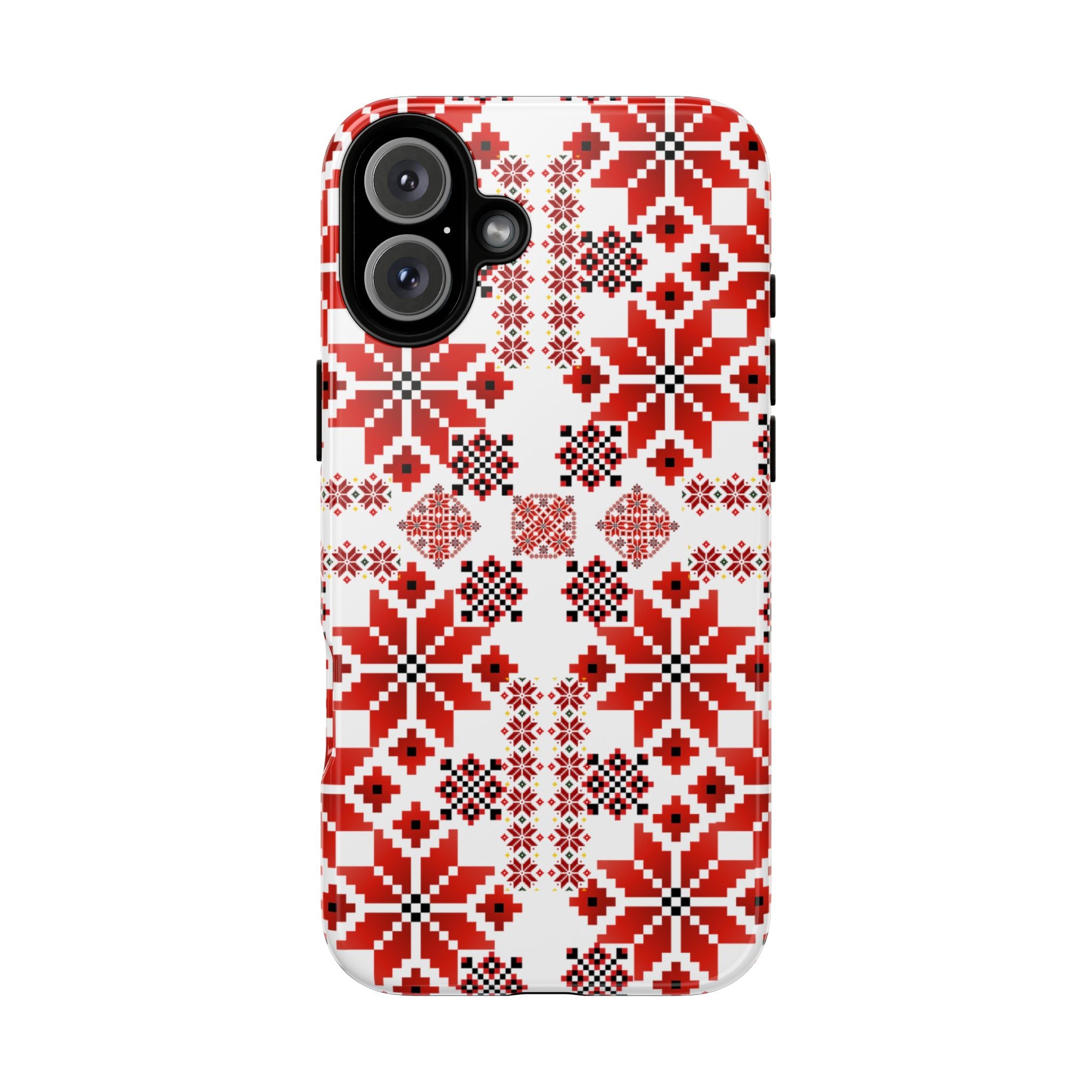 Ukrainian Embroidery Phone Case • Red Black Folk Pattern • Protective Slavic Geometric Cover for iPhone & Samsung