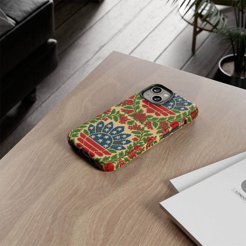 America 250 Floral Tough Phone Case | Patriotic Folk Art Cover | 1776–2026 Anniversary Gift