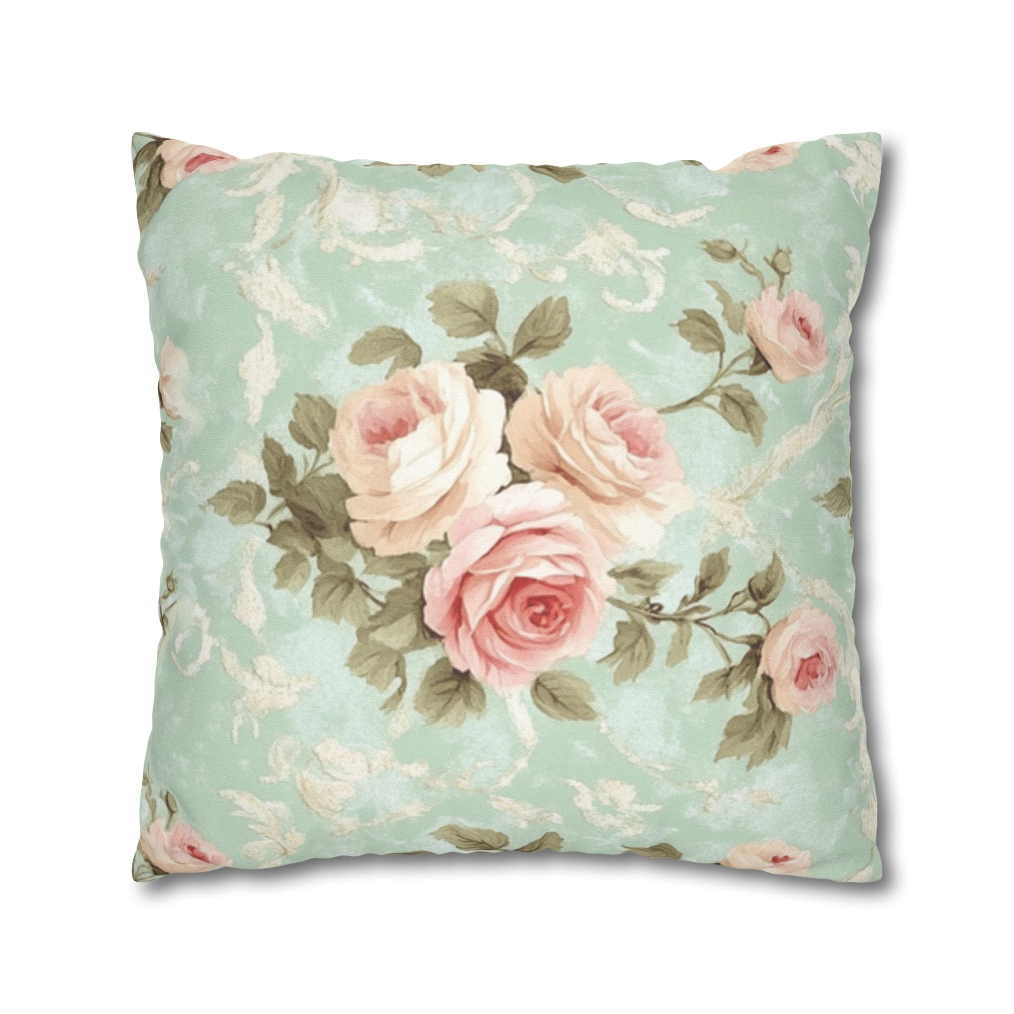 Vintage Pink Rose Pattern Pillowcase | Floral Throw Pillowcase