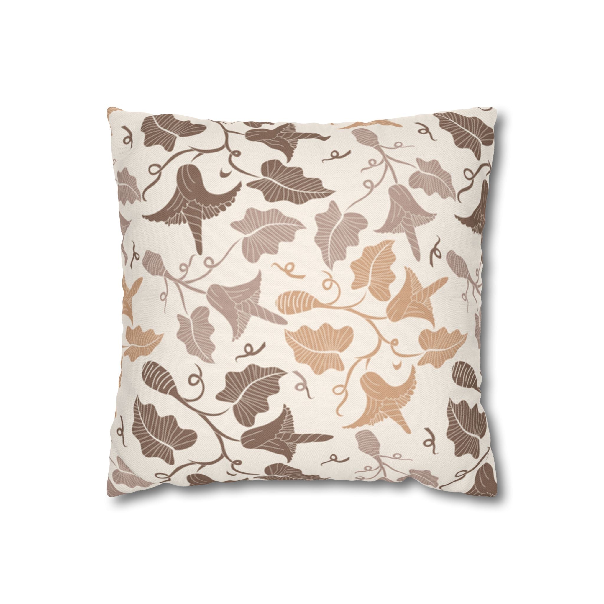Beige Leaves Pattern Square Pillowcase 1piece, Pillow Cover, Gift for parents, Living Room Decor, bedroom, housewarming, cottage core,