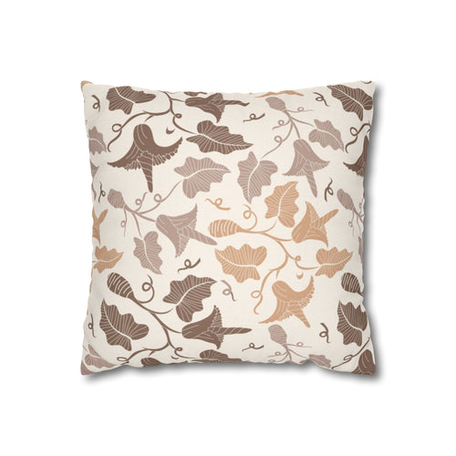 Beige Leaves Pillow Cover