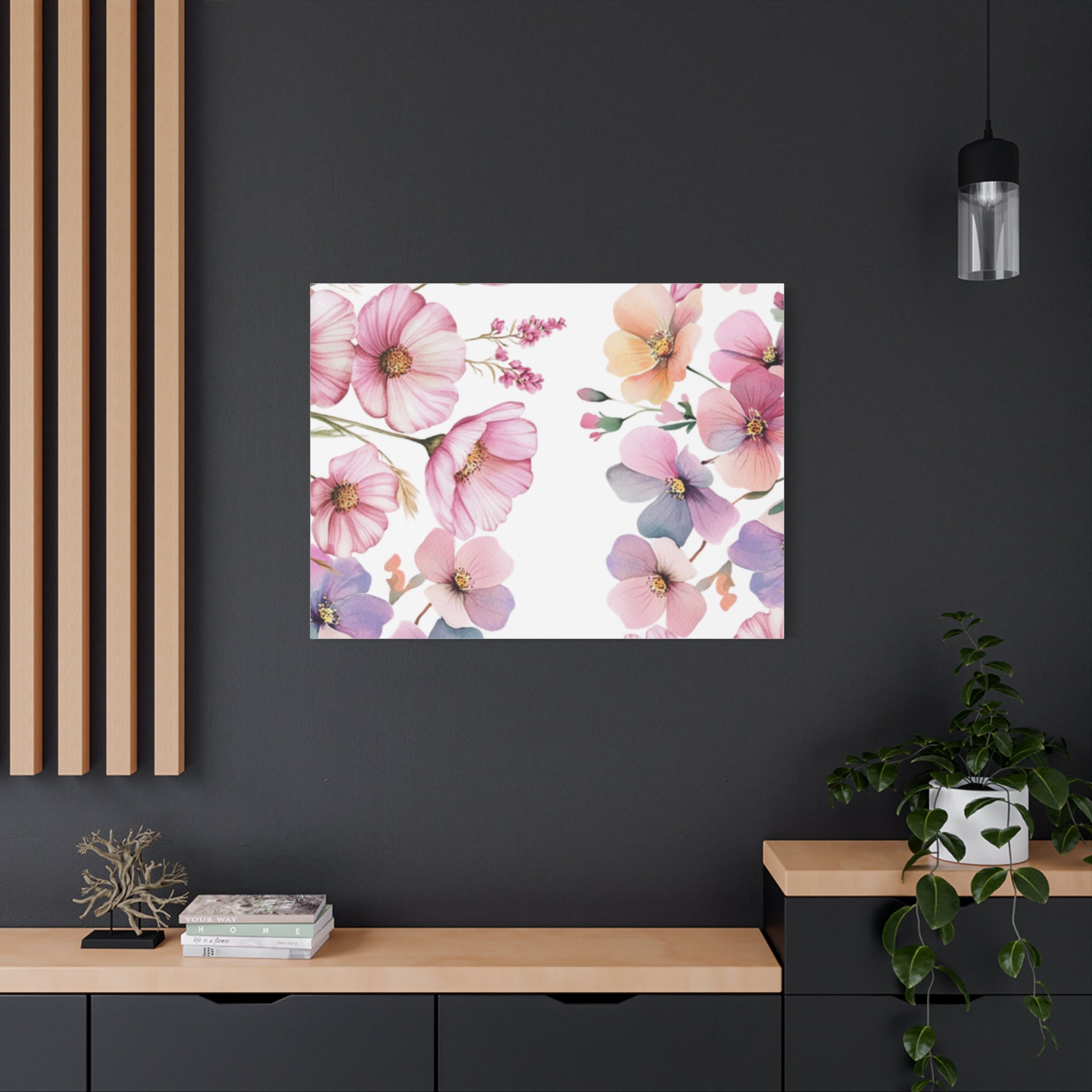 Pastel Floral Matte Canvas Wall Art, Soft Botanical Print, Modern Home Decor, Watercolor Flower Artwork, Stretched 1.25" Canvas