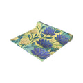 Blue Lotus Table Runner, Yellow Floral Dining Decor, Cotton Poly Tablecloth, Ukrainian Bloom Table Topper, Botanical Kitchen Runner