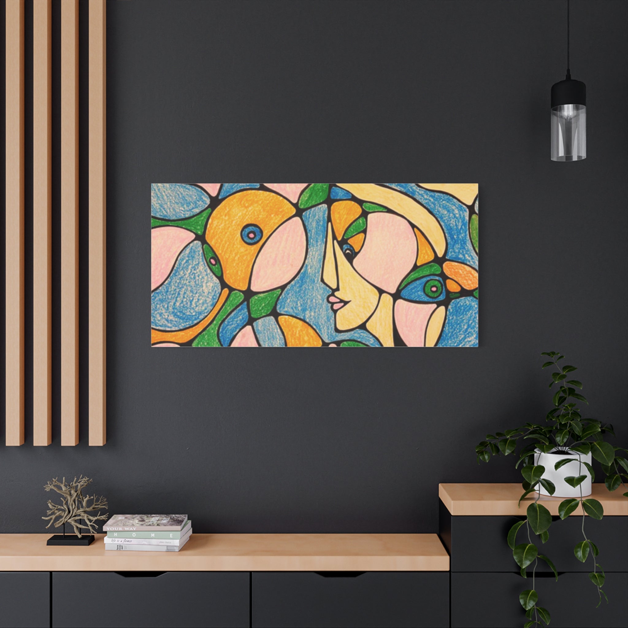 Abstract Colorful Faces Canvas Art, Vibrant Modern Wall Decor, Surreal Cubist Style Matte Print, Stretched 1.25" Ready to Hang