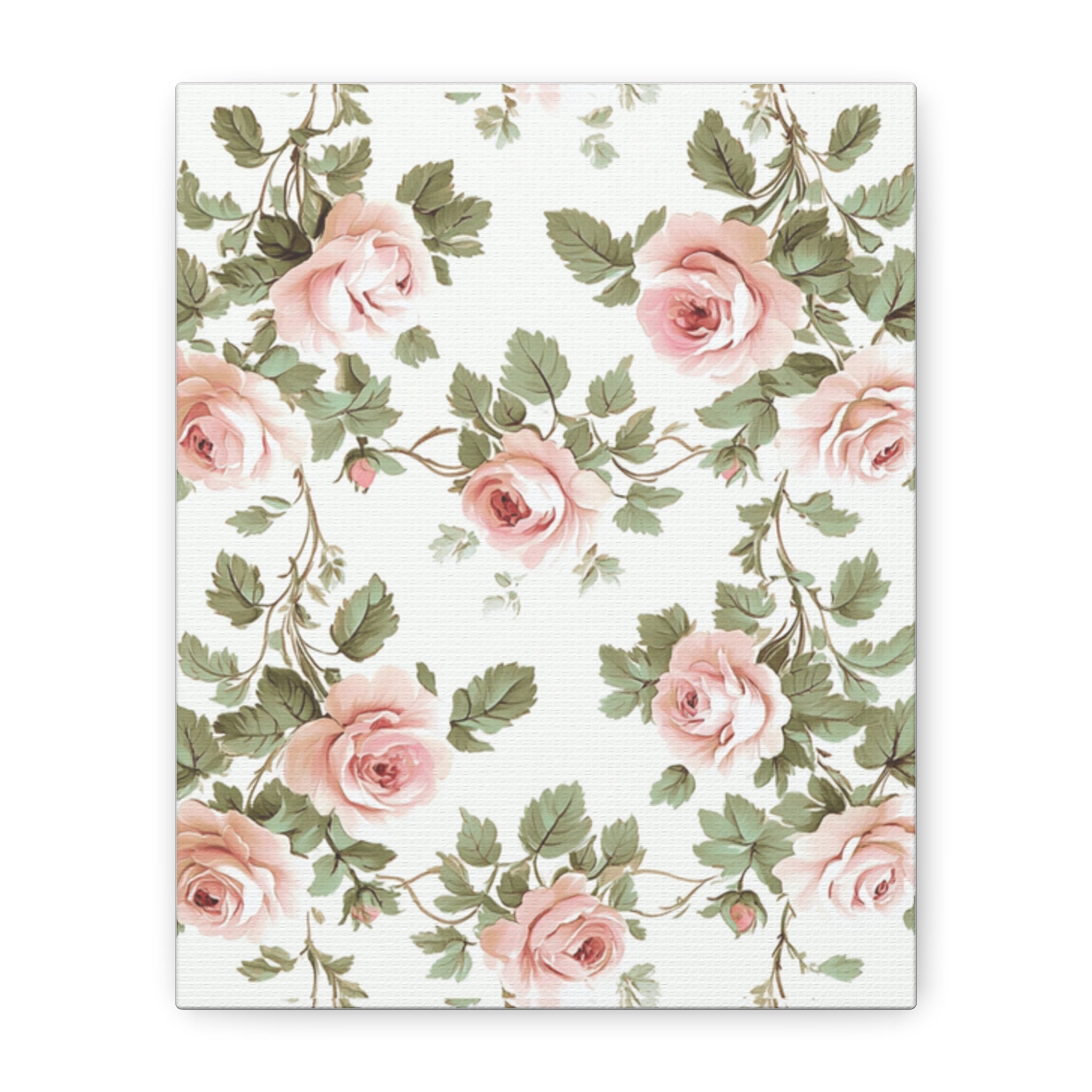 Vintage Pink Rose Matte Canvas Wall Art, Botanical Floral Print, Romantic Cottagecore Home Decor, Stretched 1.25" Canvas