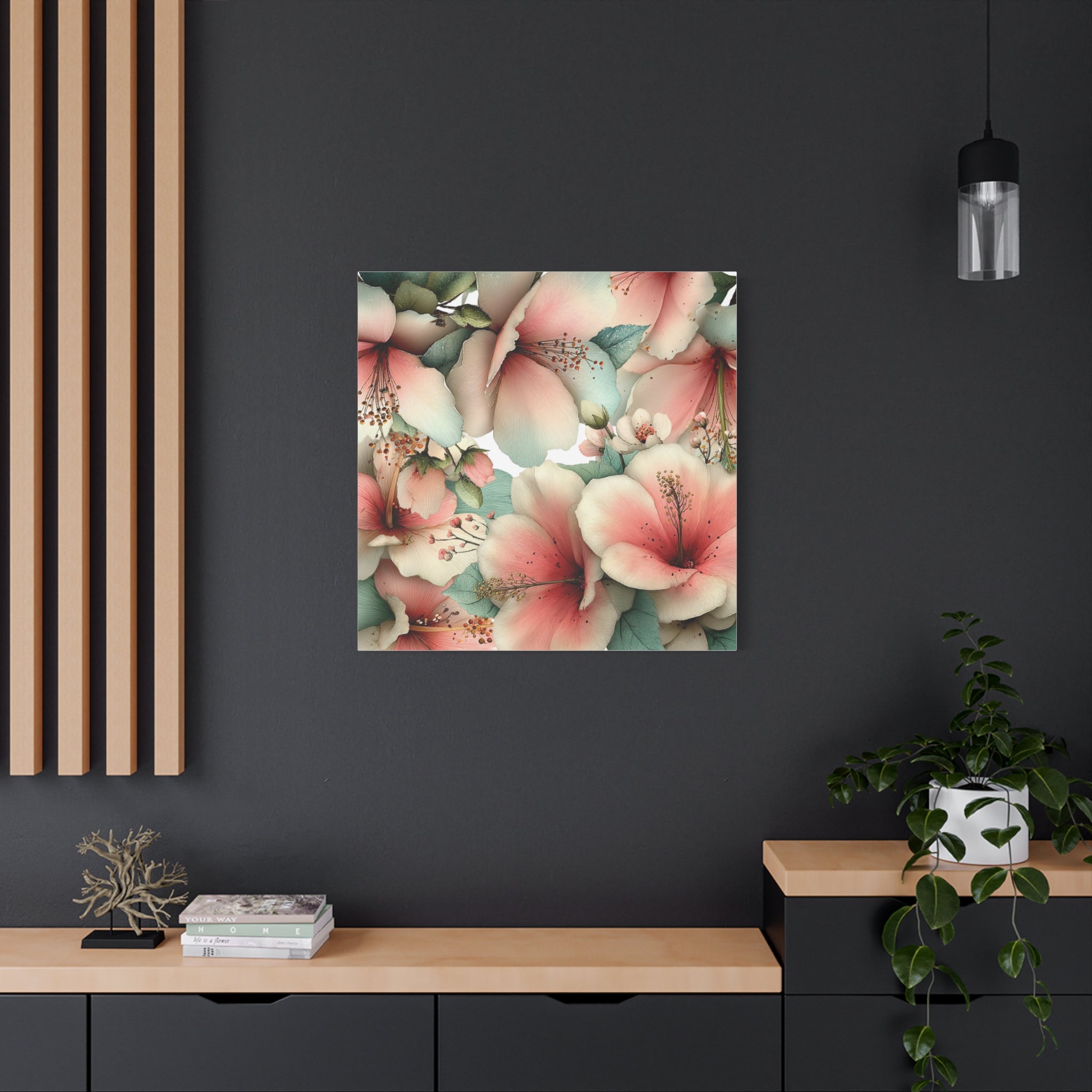 Pastel Floral Matte Canvas Wall Art, Soft Botanical Print, Modern Home Decor, Watercolor Flower Artwork, Stretched 1.25" Canvas