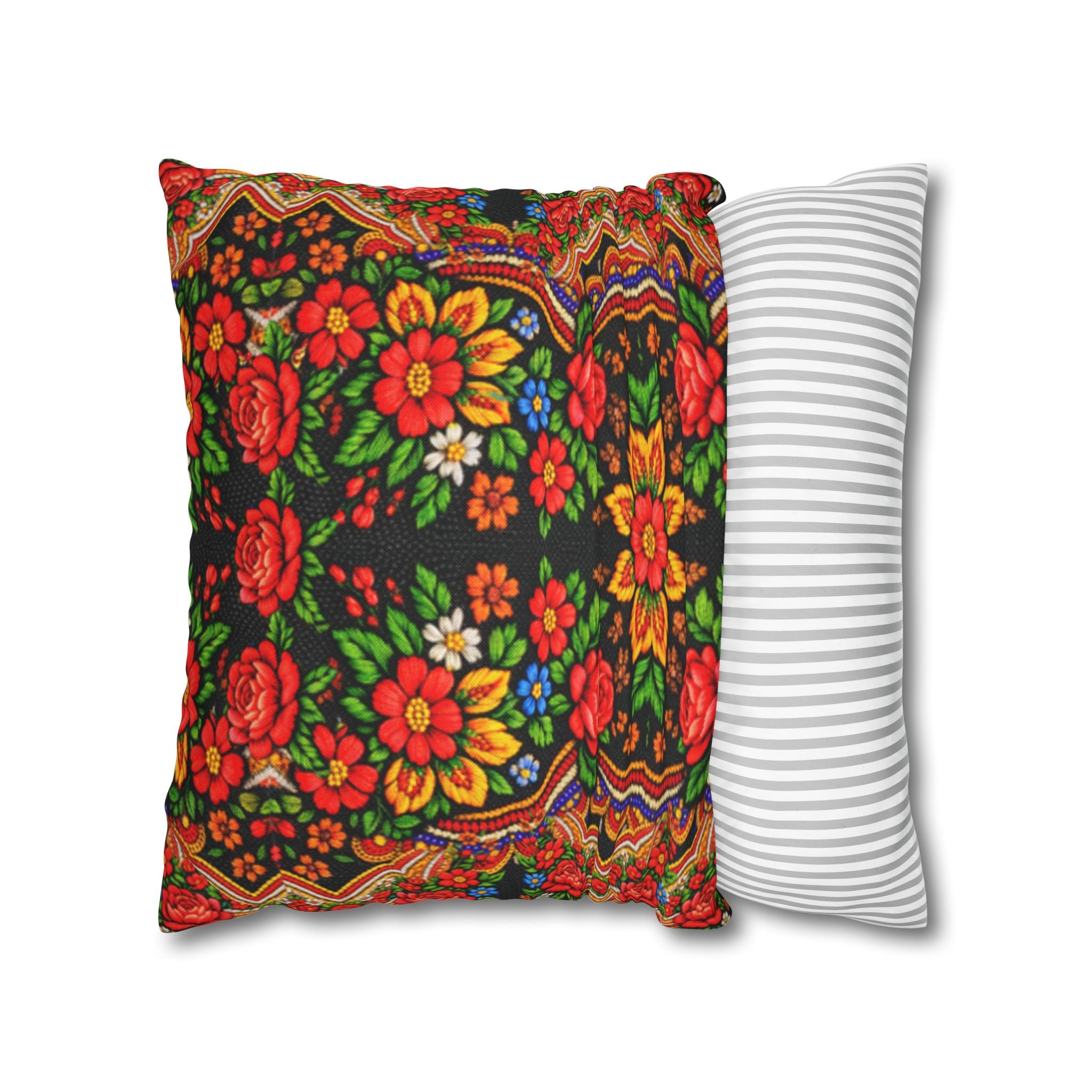 Mother's Bloom Pillowcase | Ukrainian Folk Art Floral Pillow Cover | Boho Slavic Decor