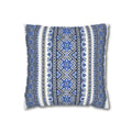 Stasia Blue Pillow Cover | Ukrainian Folk Floral Art | Indigo Geometric Cushion Cover