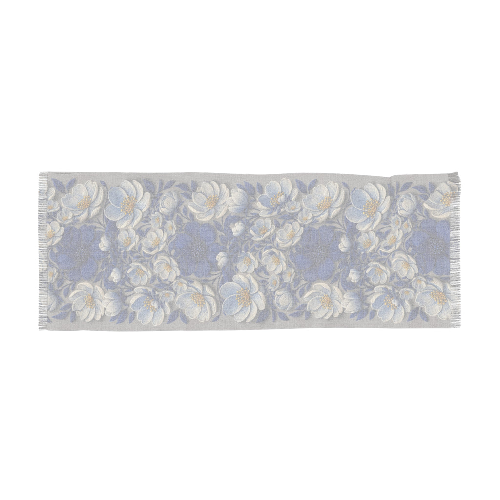 Denim Soul Indigo Floral Scarf – Lightweight Botanical Shawl & Wrap