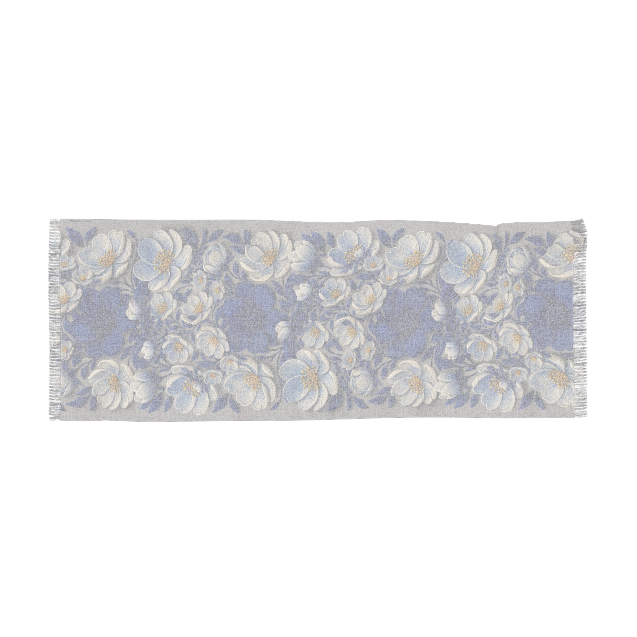 Denim Soul Indigo Floral Scarf – Lightweight Botanical Shawl & Wrap