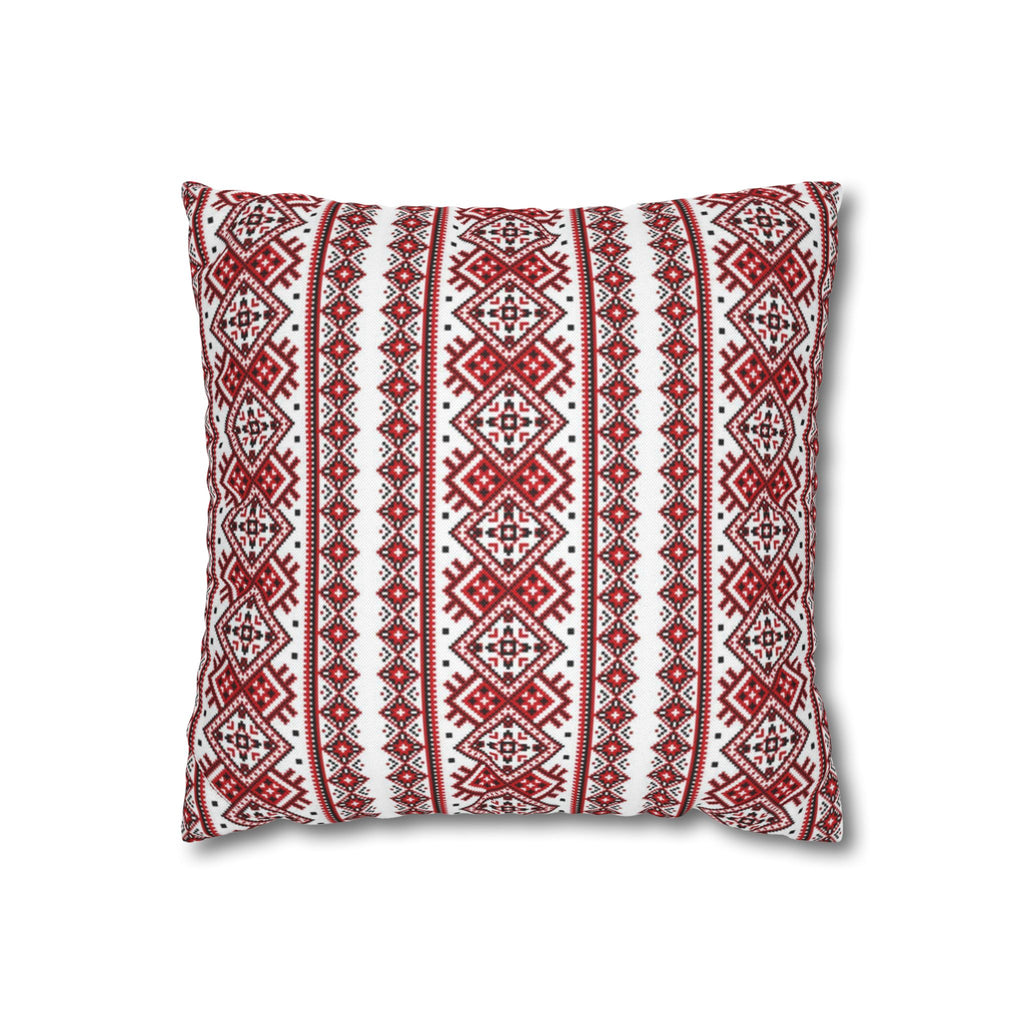 BLUESKYDEZIGN Ukrainian Traditional Pillow Cover - Red Black Folk Art