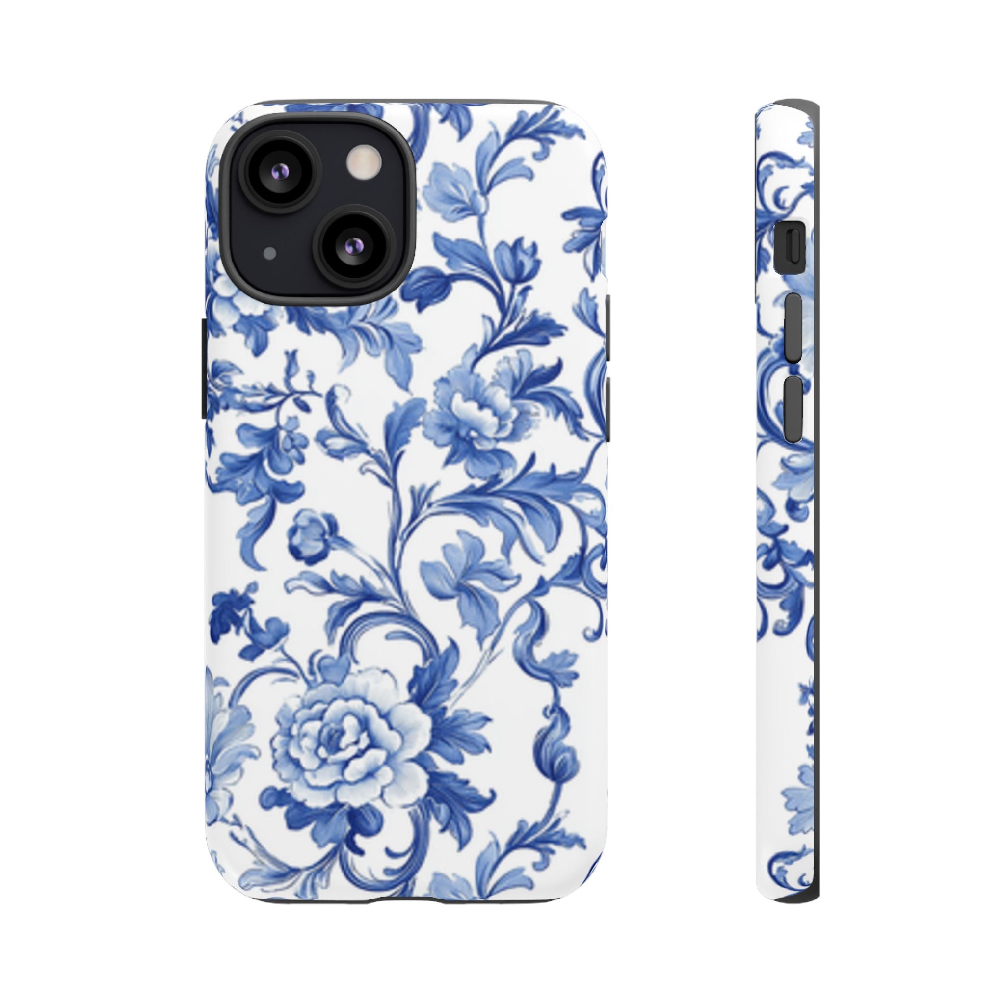 Blue Vintage Toile-inspired romantic Floral Phone Case, Tough Case, spring gift