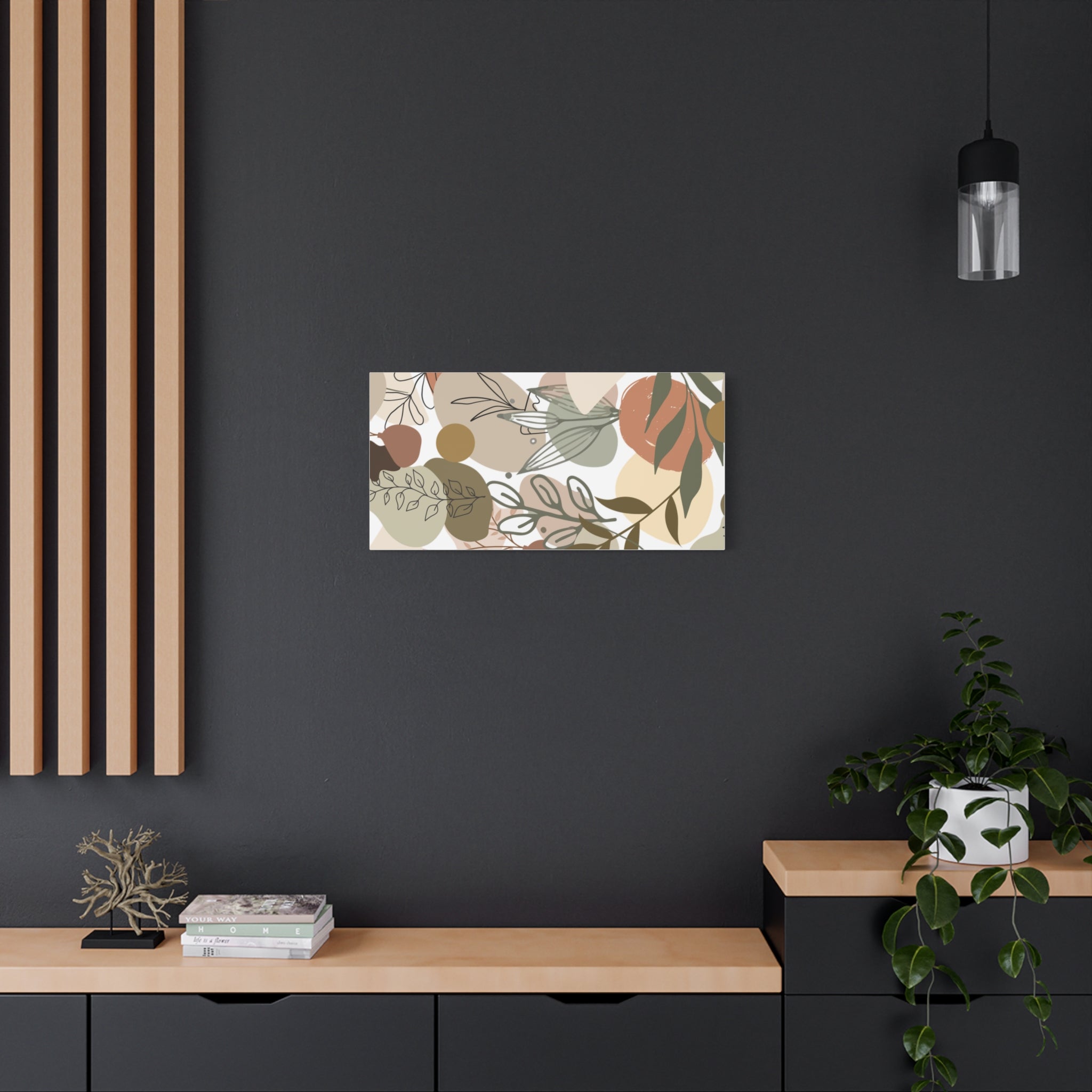 Abstract Modern Botanical Wall Art, Minimalist Line Art Canvas, Neutral Aesthetic Home Decor Print for Living Room or Bedroom, Matte Print, Stretched 1.25" Ready to Hang