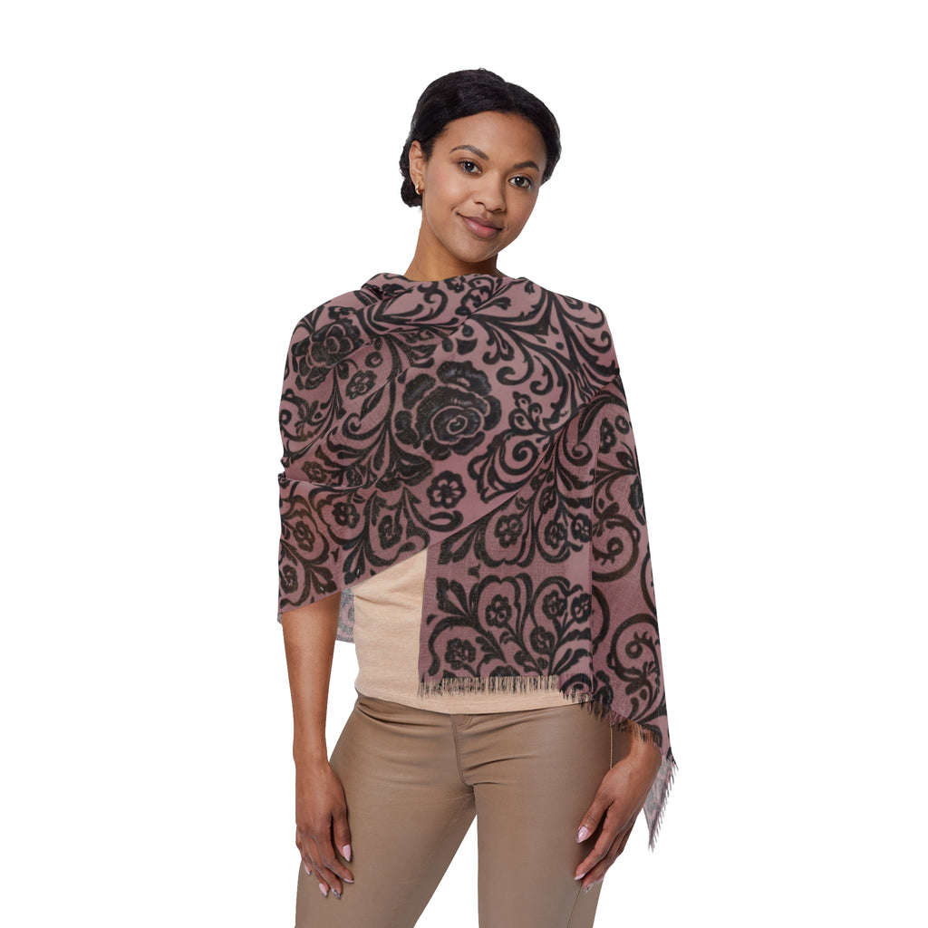 Rose Damask Scarf – Lightweight Vintage Wrap for Women | BLUESKYDEZIGN