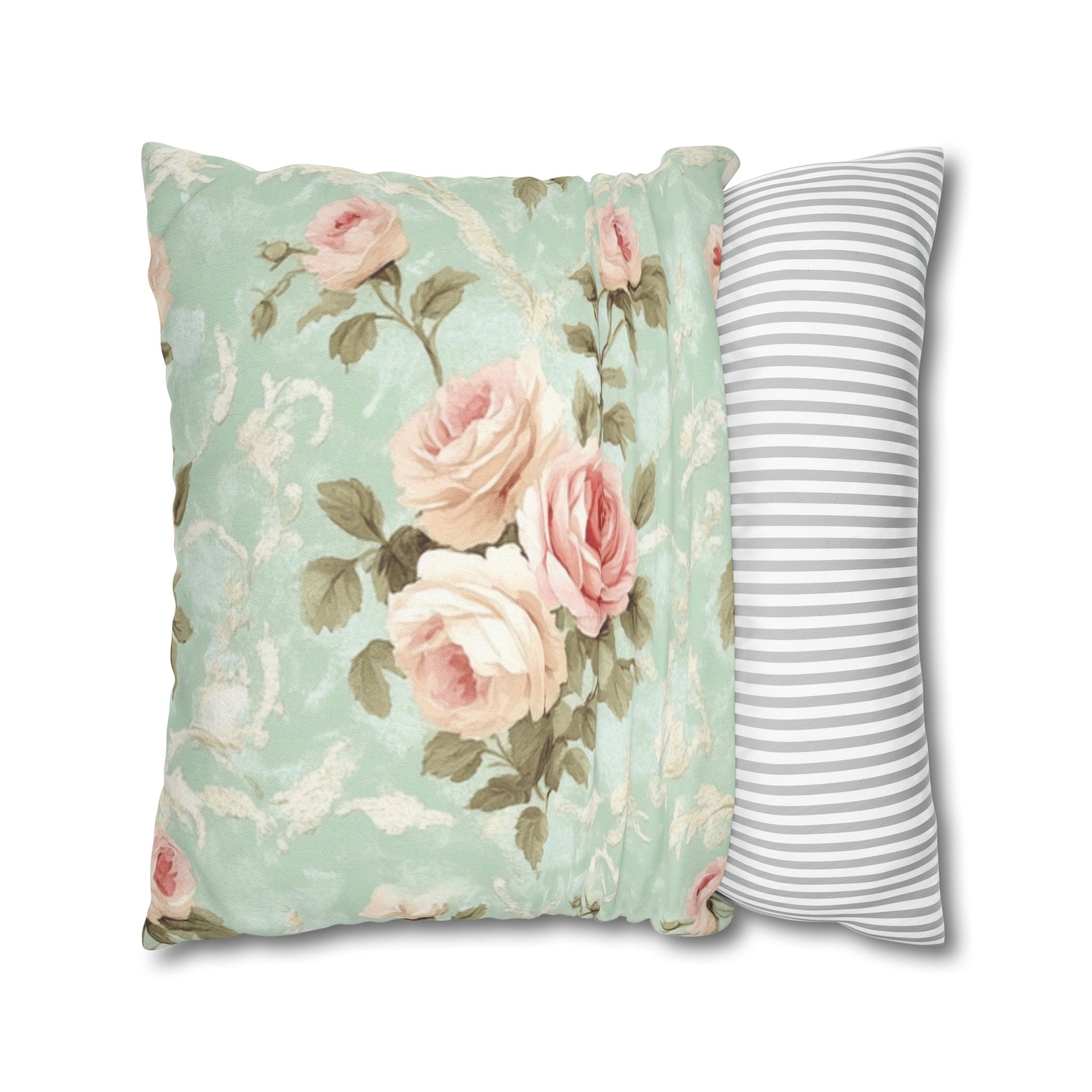 Vintage Pink Rose Pattern Pillowcase | Floral Throw Pillowcase