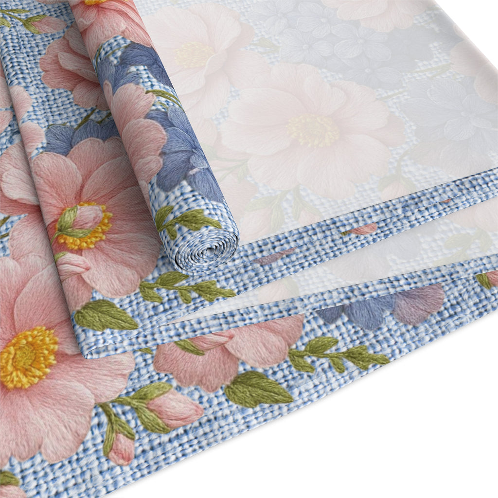 Blush Peony Floral Table Runner | Soft Provence Watercolor Cottagecore Decor
